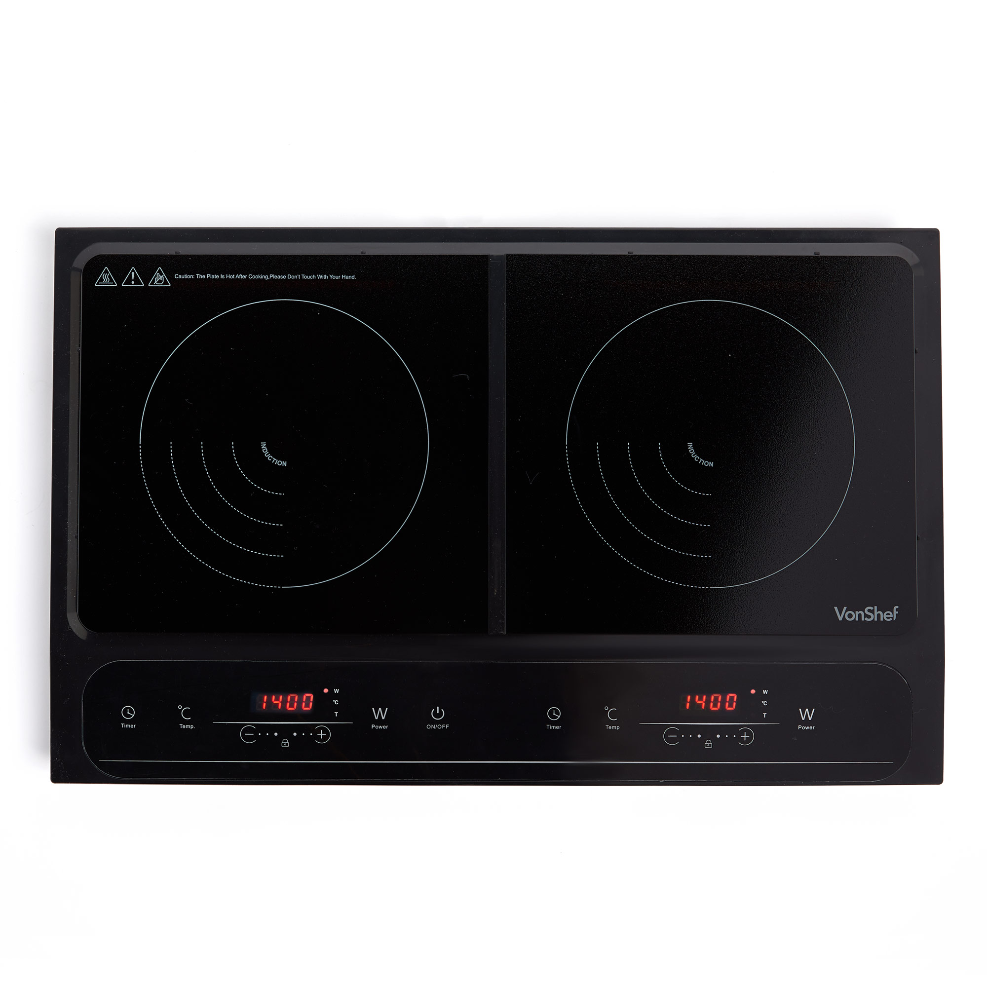 VonShef Twin Induction Hob Double Portable Electric Digital Dual Hot