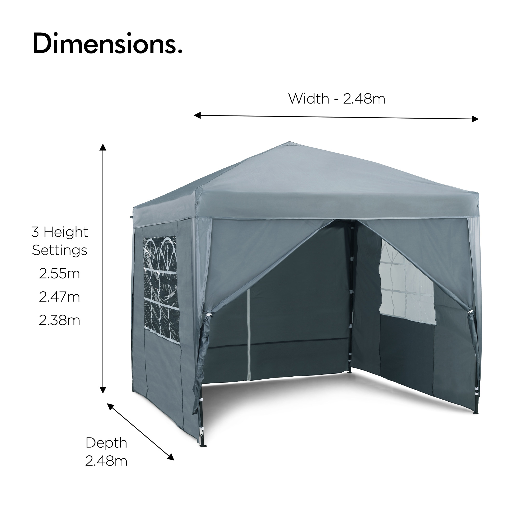 VonHaus 2.5M X2.5M Pop up Gazebo - Grey - Includes Weights & Carry Case ...