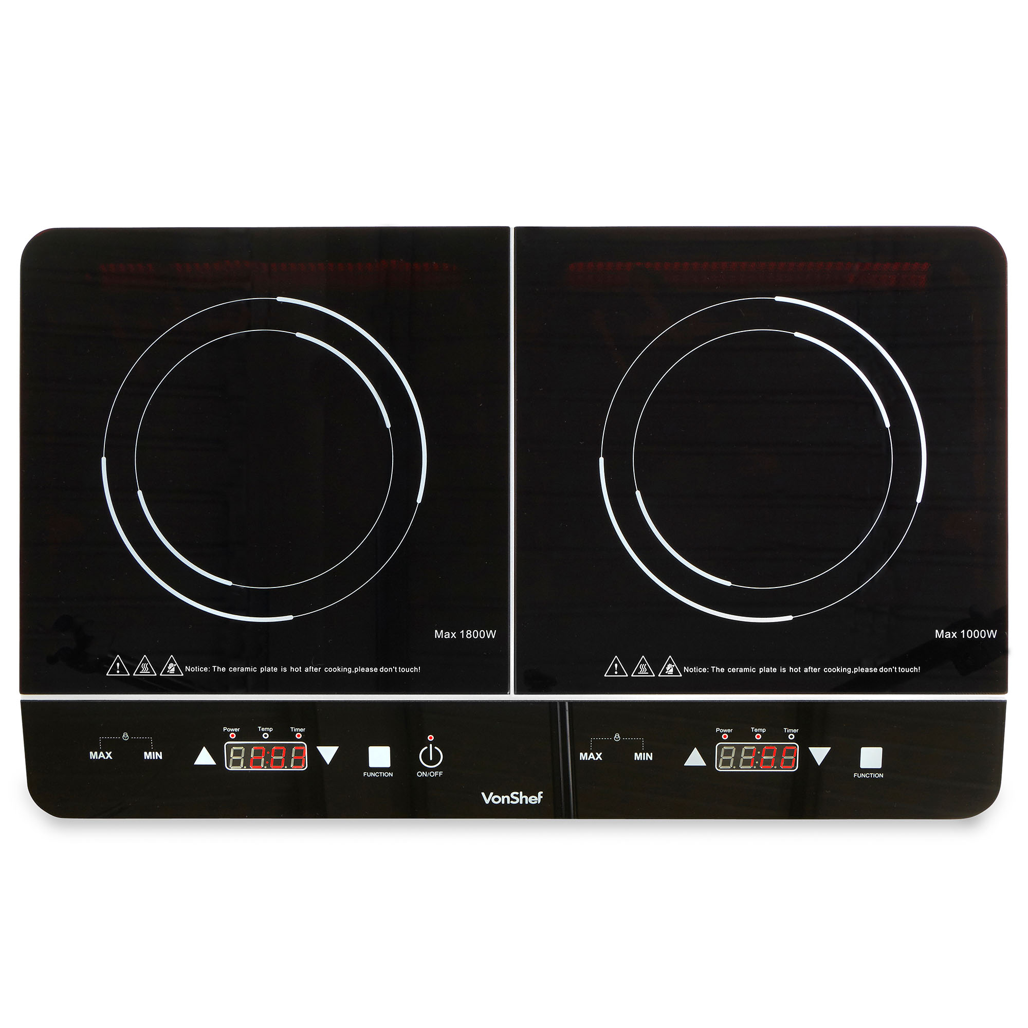VonShef Induction Hob Double Portable Electric Twin Digital Hot Plate