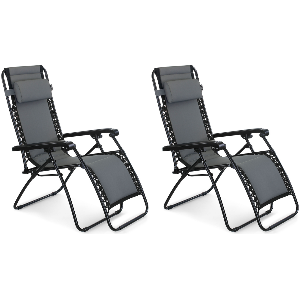VonHaus Set of 2 Zero Gravity Chairs, Heavy Duty Textoline Loungers