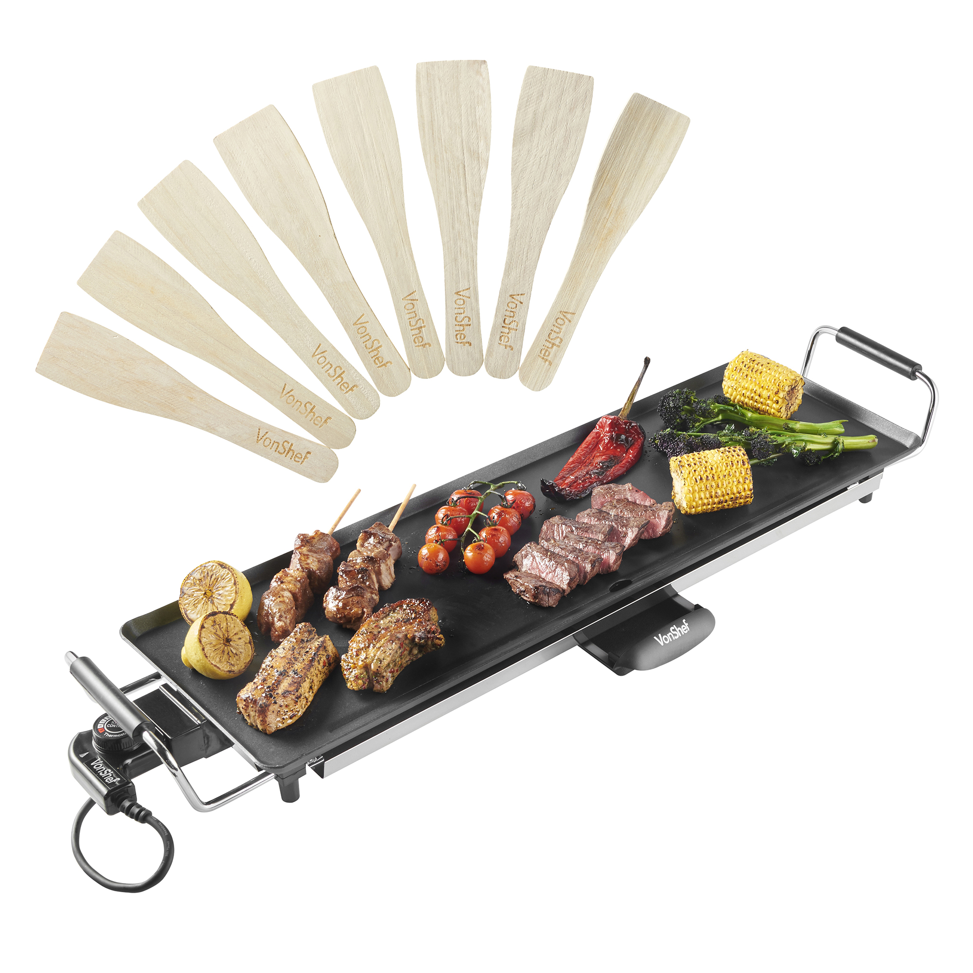 VonShef Electric XL Teppanyaki Style Barbecue Table Grill Griddle - 70x23cm