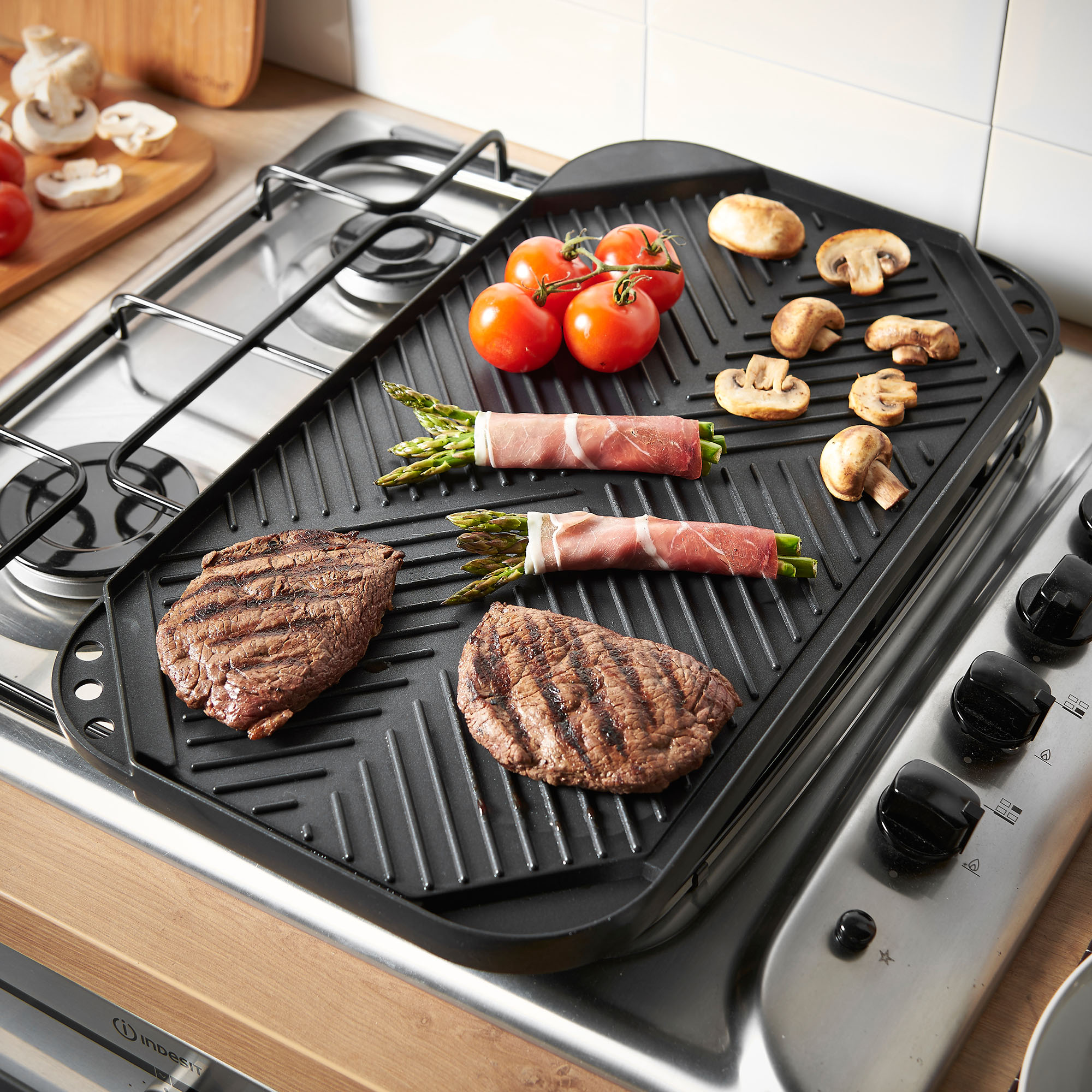 VonShef Reversible Griddle Plate Pan Aluminium DoubleSided Grill for