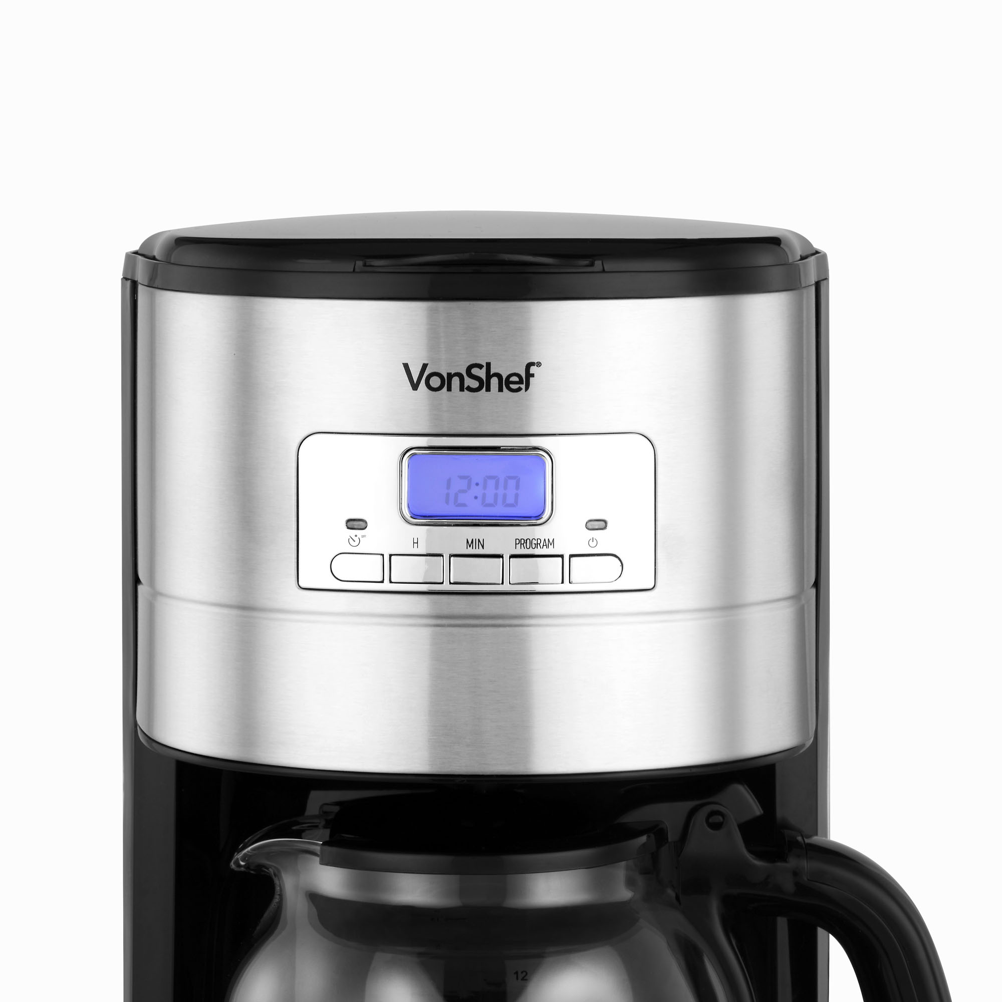 VonShef Filter Coffee Machine Maker 1.8L LED Display Timer Reusable