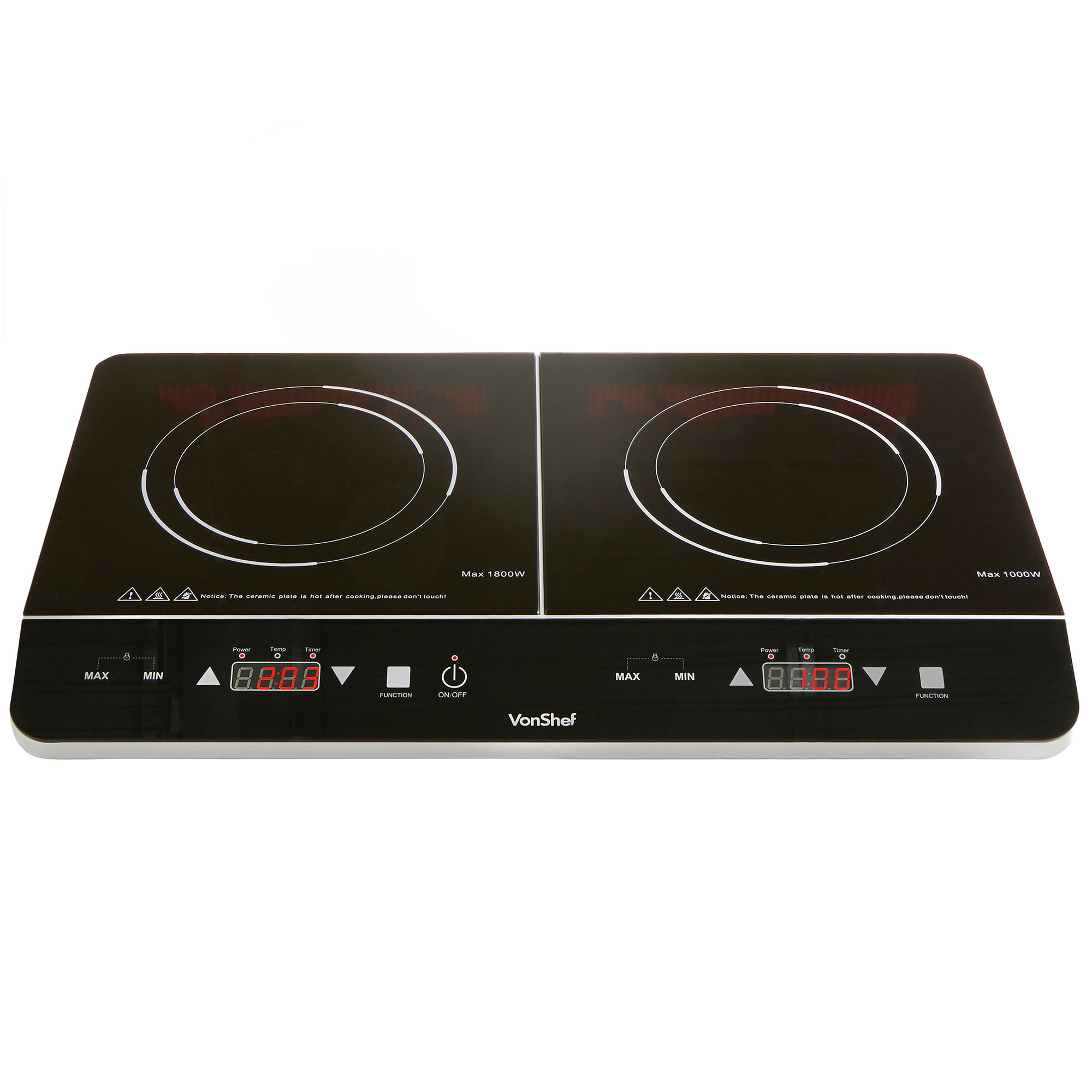 VonShef Induction Hob Double Portable Electric Twin Digital Hot Plate ...