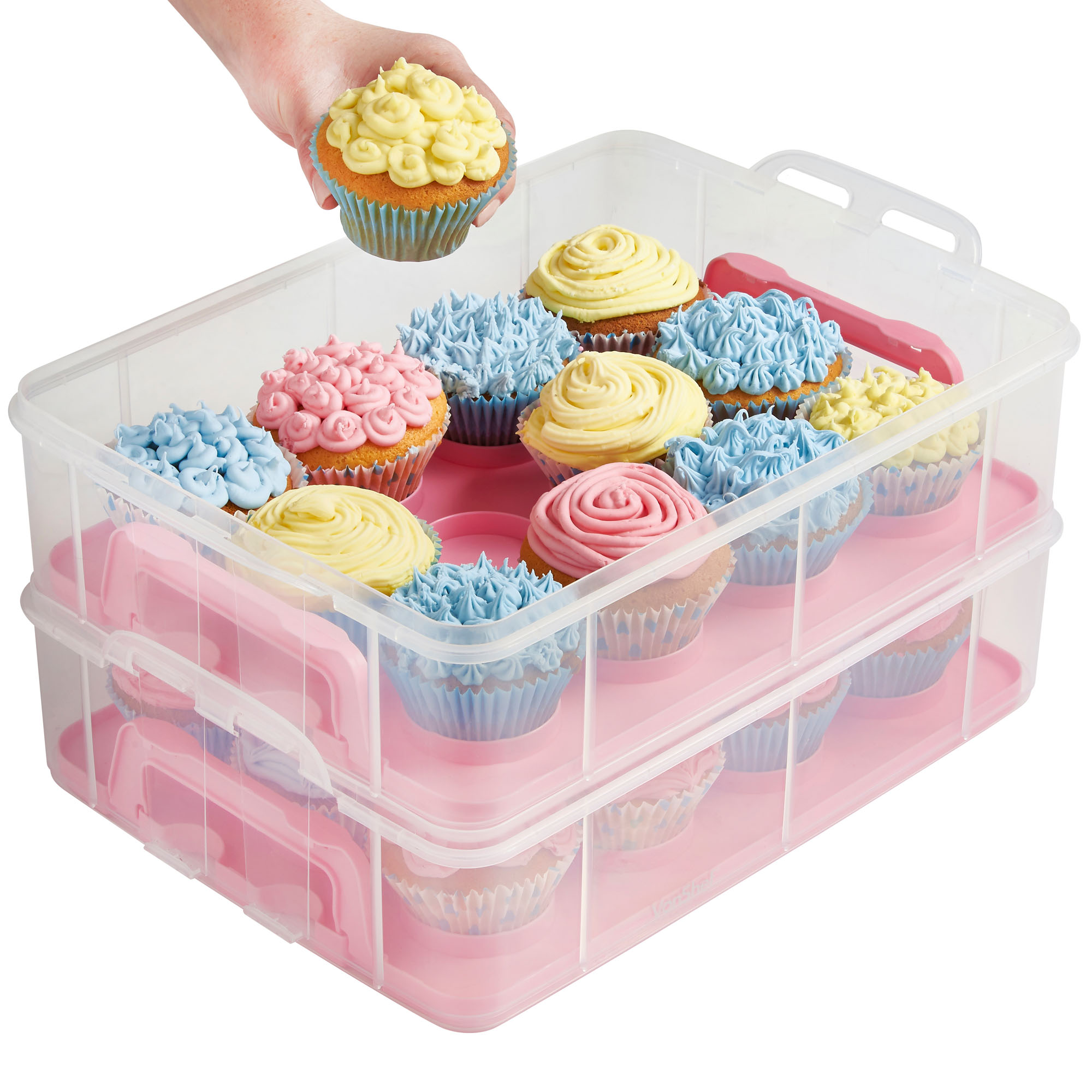 VonShef 36 Cupcake Carrier with Handle Stackable Carry Caddy 3 Tier