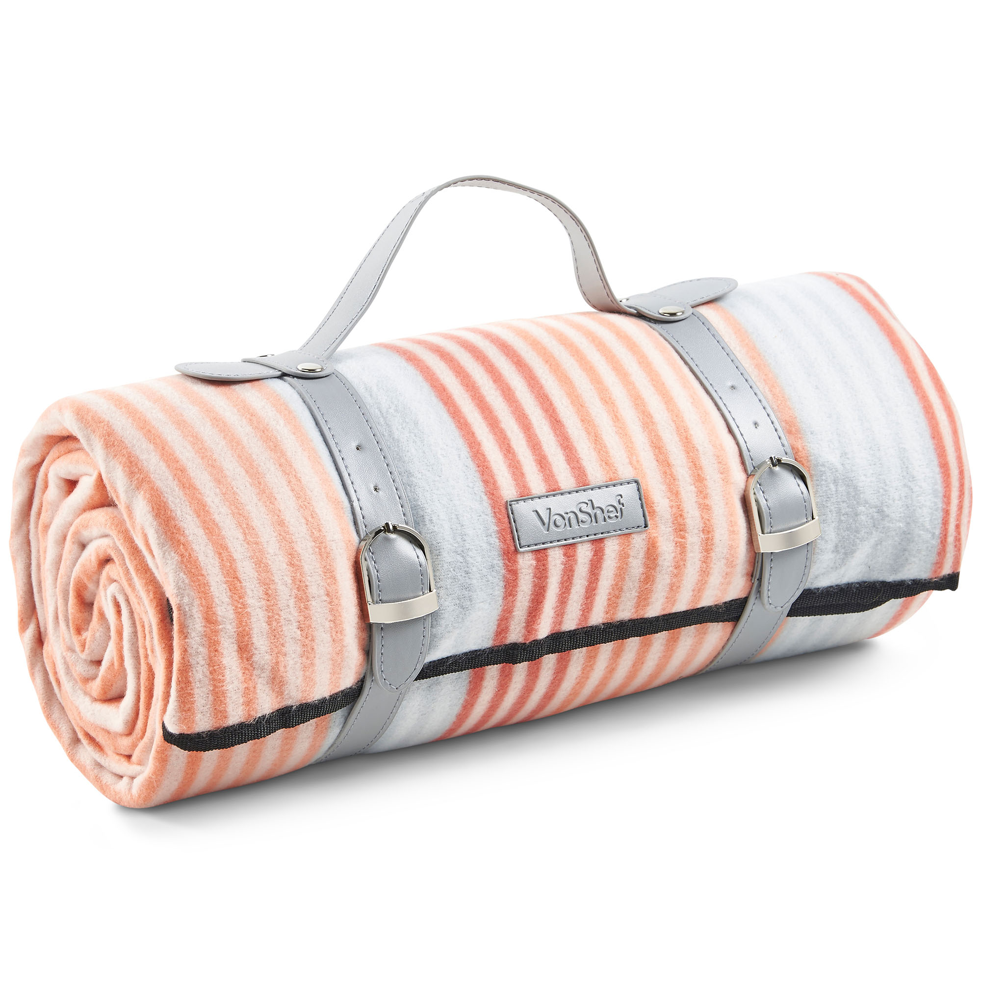 VonShef Picnic Blanket Tawny Orange Waterproof Extra Large Fleece