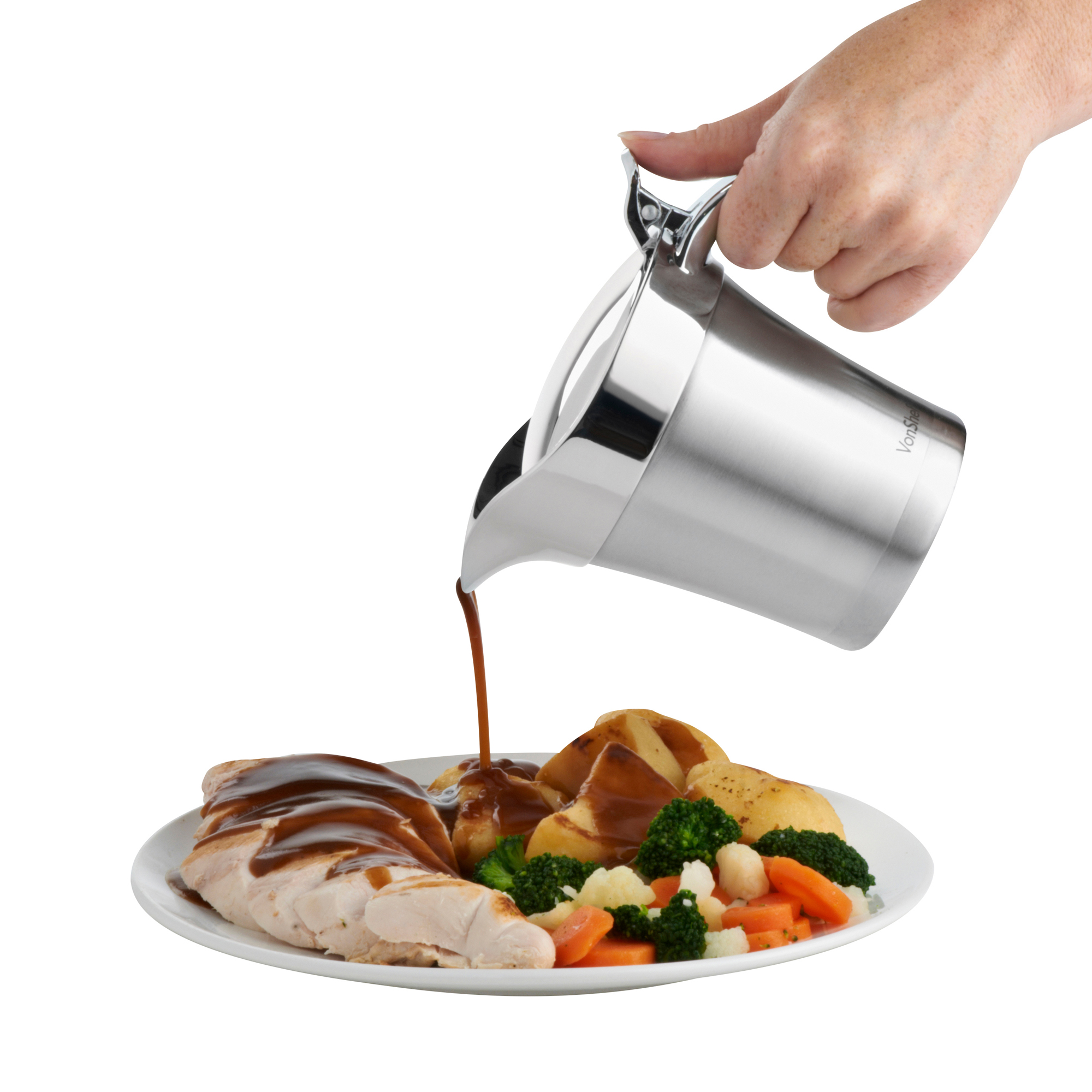 VonShef Stainless Steel Gravy Sauce Boat Jug Double Insulated Pourer