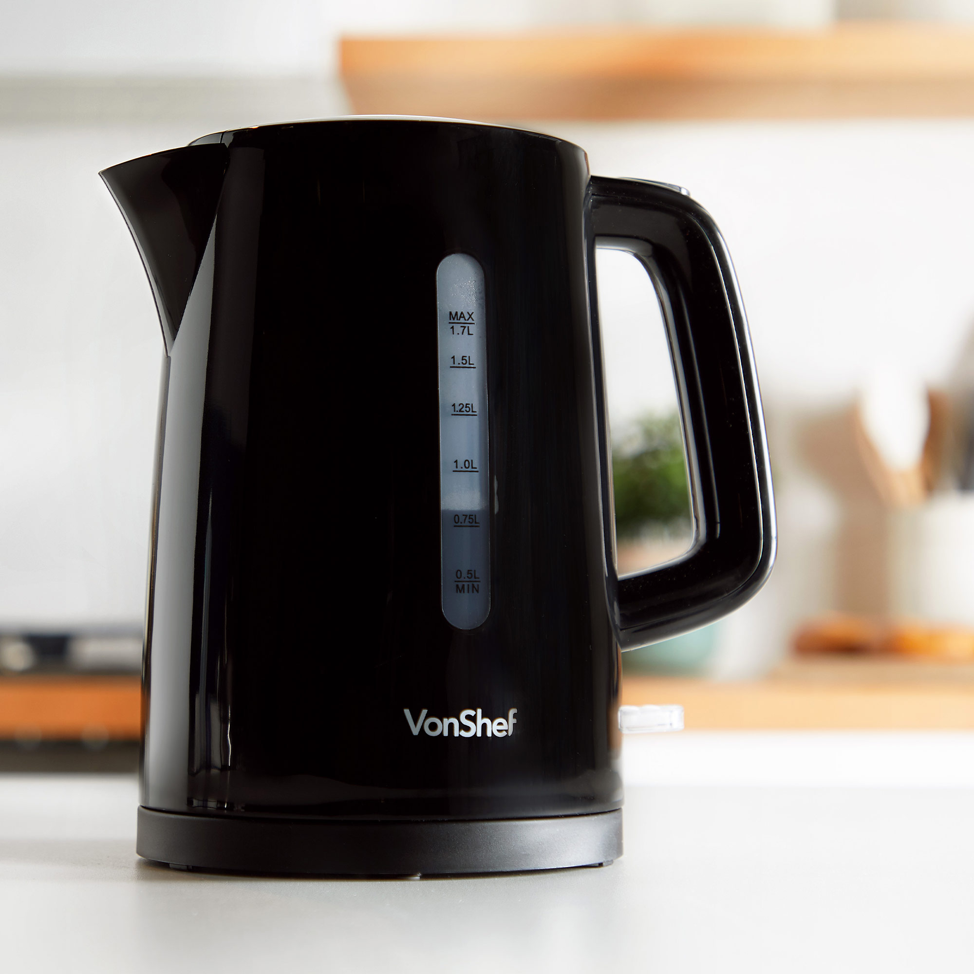 VonShef Kettle 1.7L Electric Removable Filter Cordless Rapid Boil 3000W Black eBay