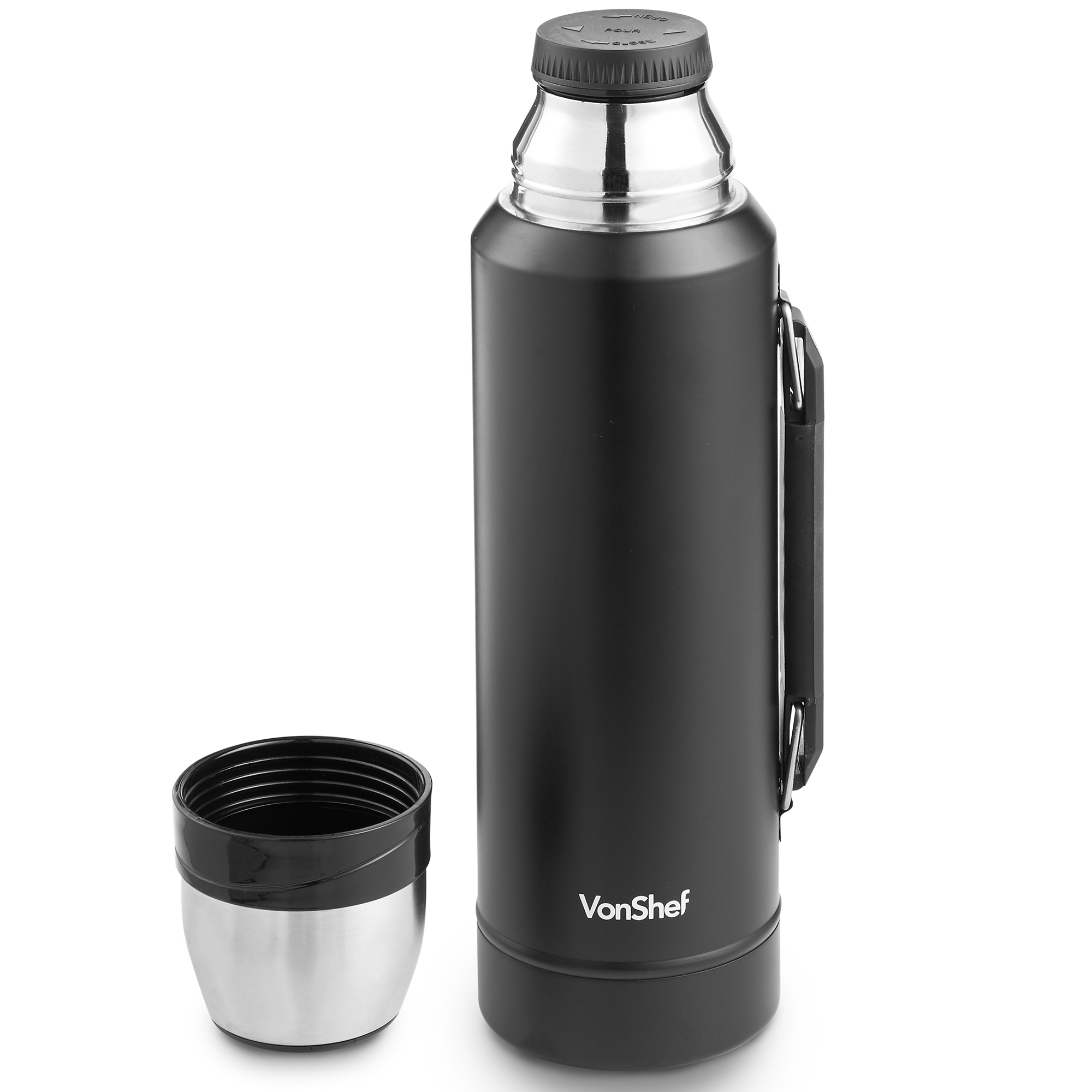 VonShef 1.2L Drink Flask Hot & Cold Drinks Insulated Thermos Pod with