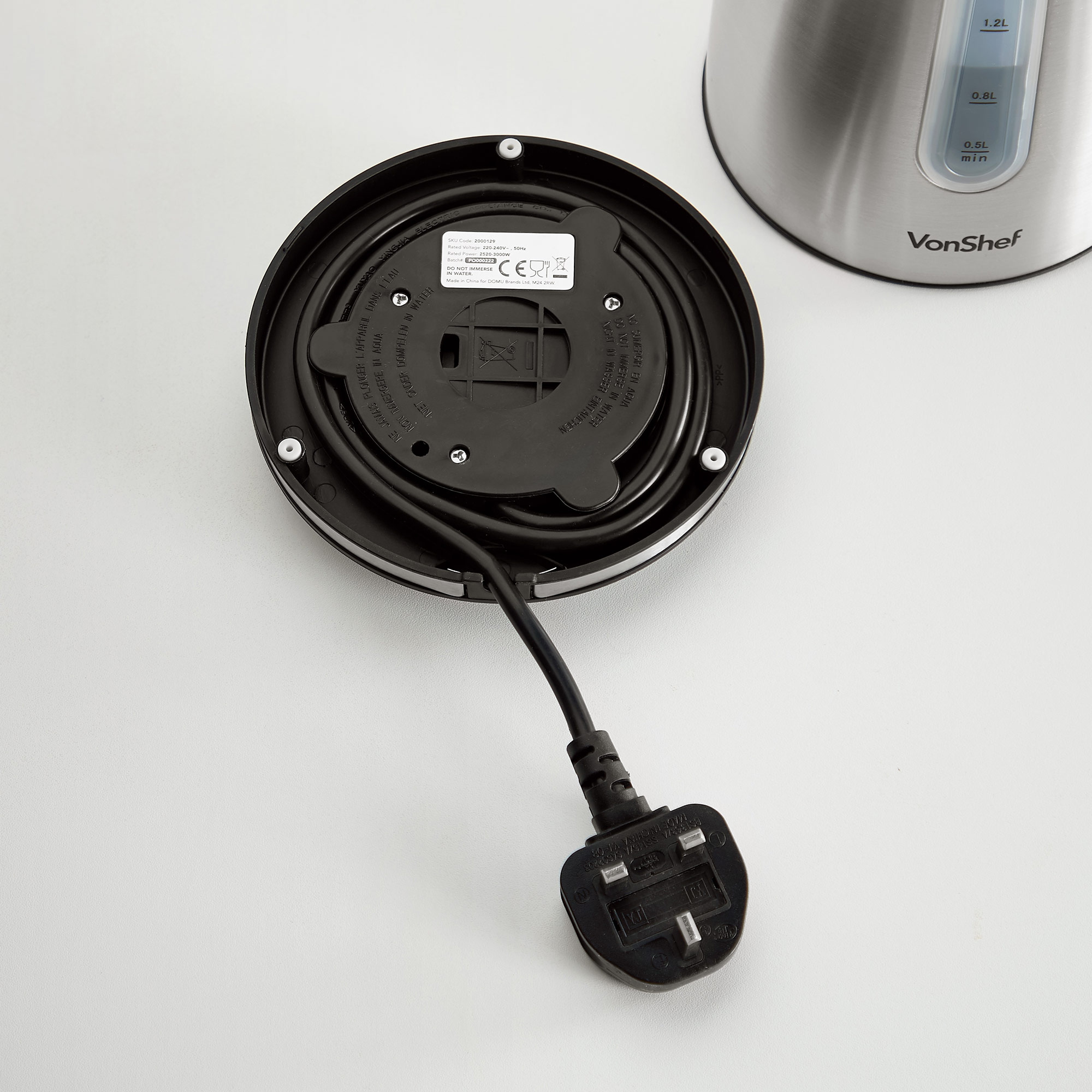 VonShef Kettle 1.7L Electric Removable Filter Cordless Rapid Boil 3000W