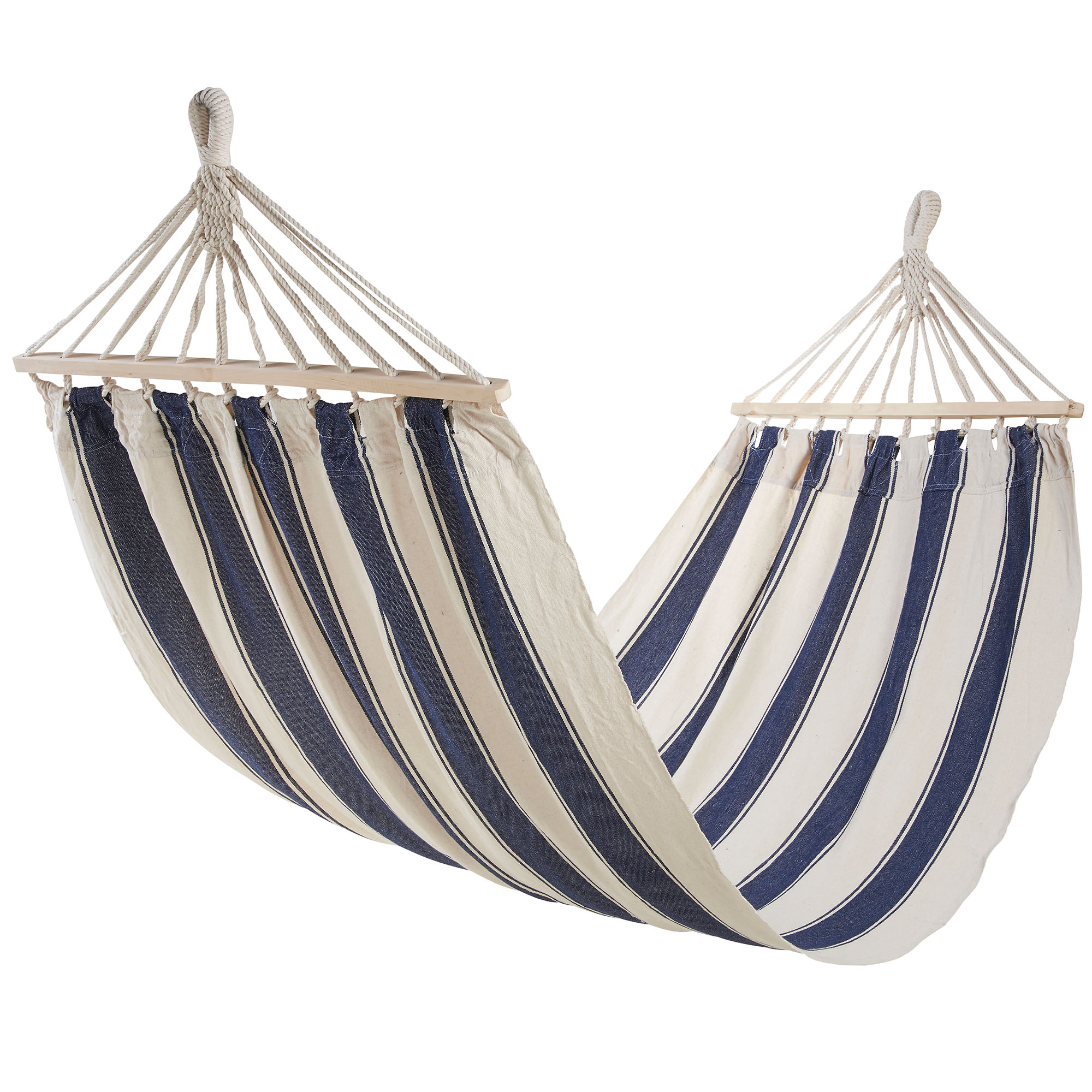 VonHaus 1 Person Garden Hammock - Blue/White Stripe