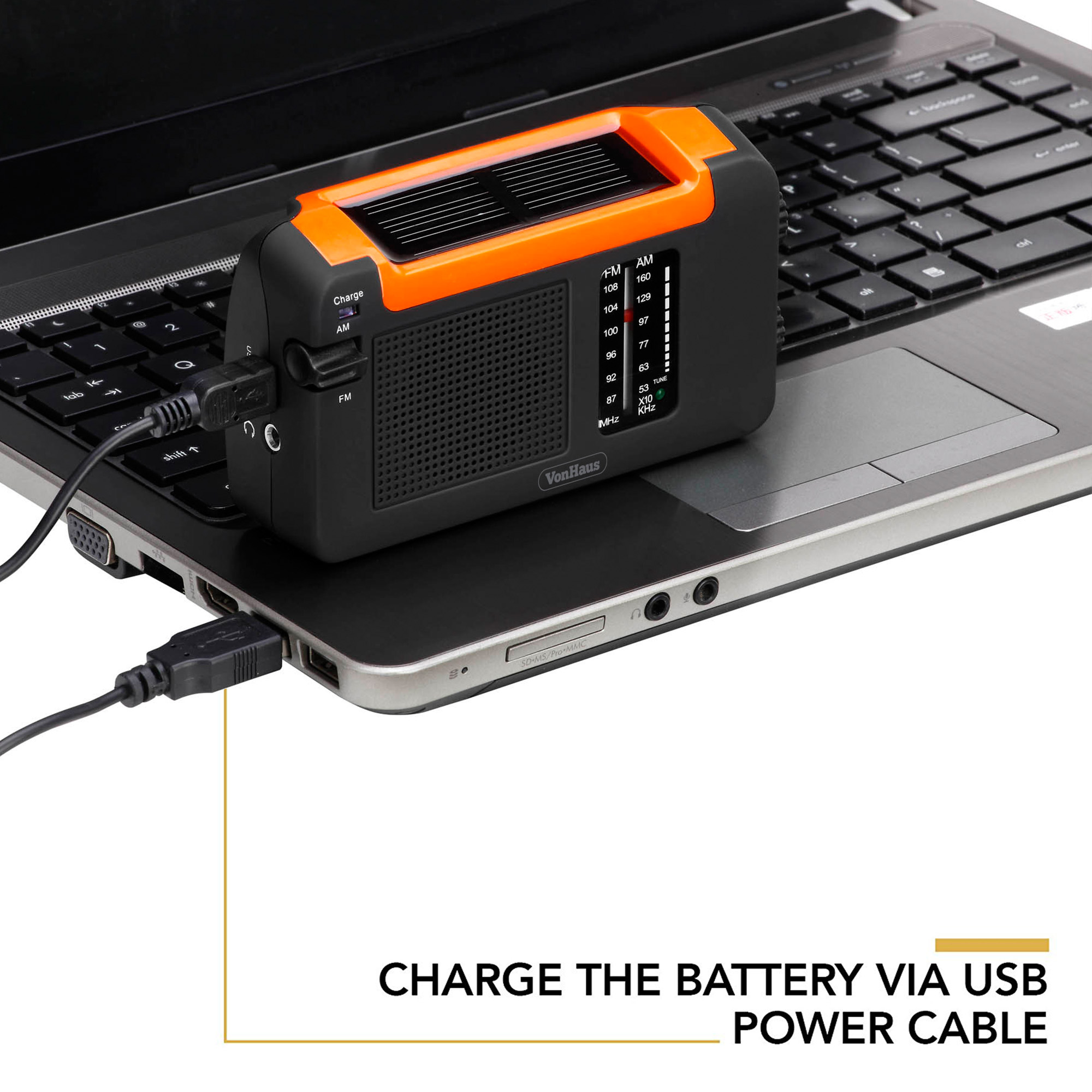 VonHaus Wind Up Solar Radio with Rechargeable Battery 5060351492317 eBay