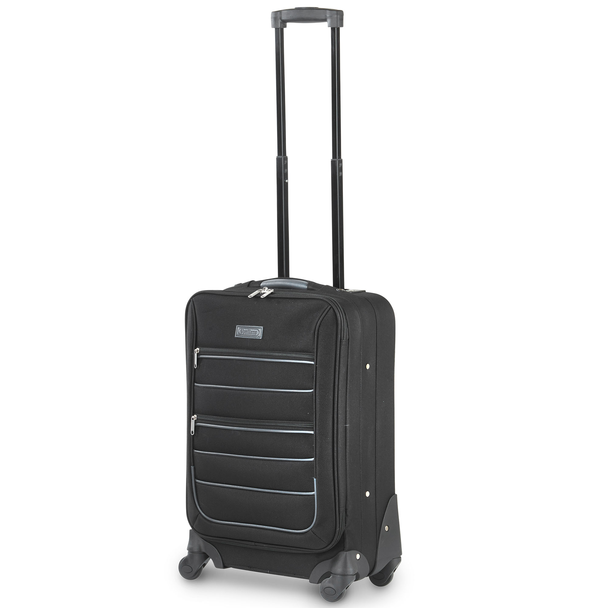 VonHaus Black Lightweight Hand Luggage Fabric Cabin Bag Case 4 Wheel Trolley 5056115702600 eBay