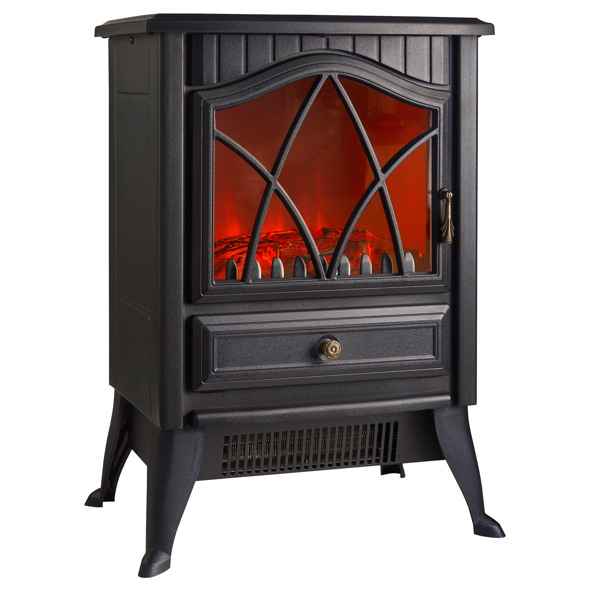 VonHaus Electric Stove Heater 1850W Indoor Fireplace Log/Wood Burner LED Flame