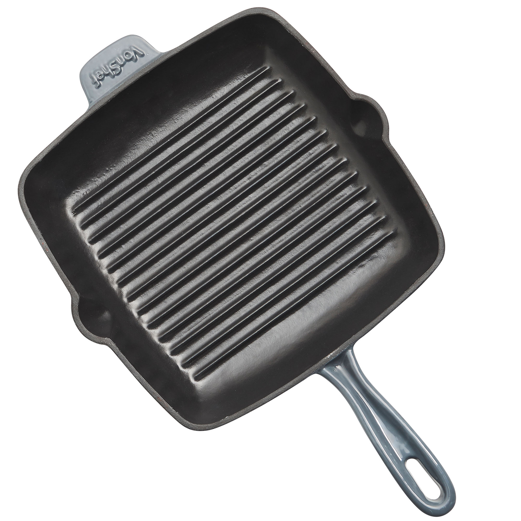 VonShef 26cm Griddle Pan Grey Cast Iron NonStick Square Induction