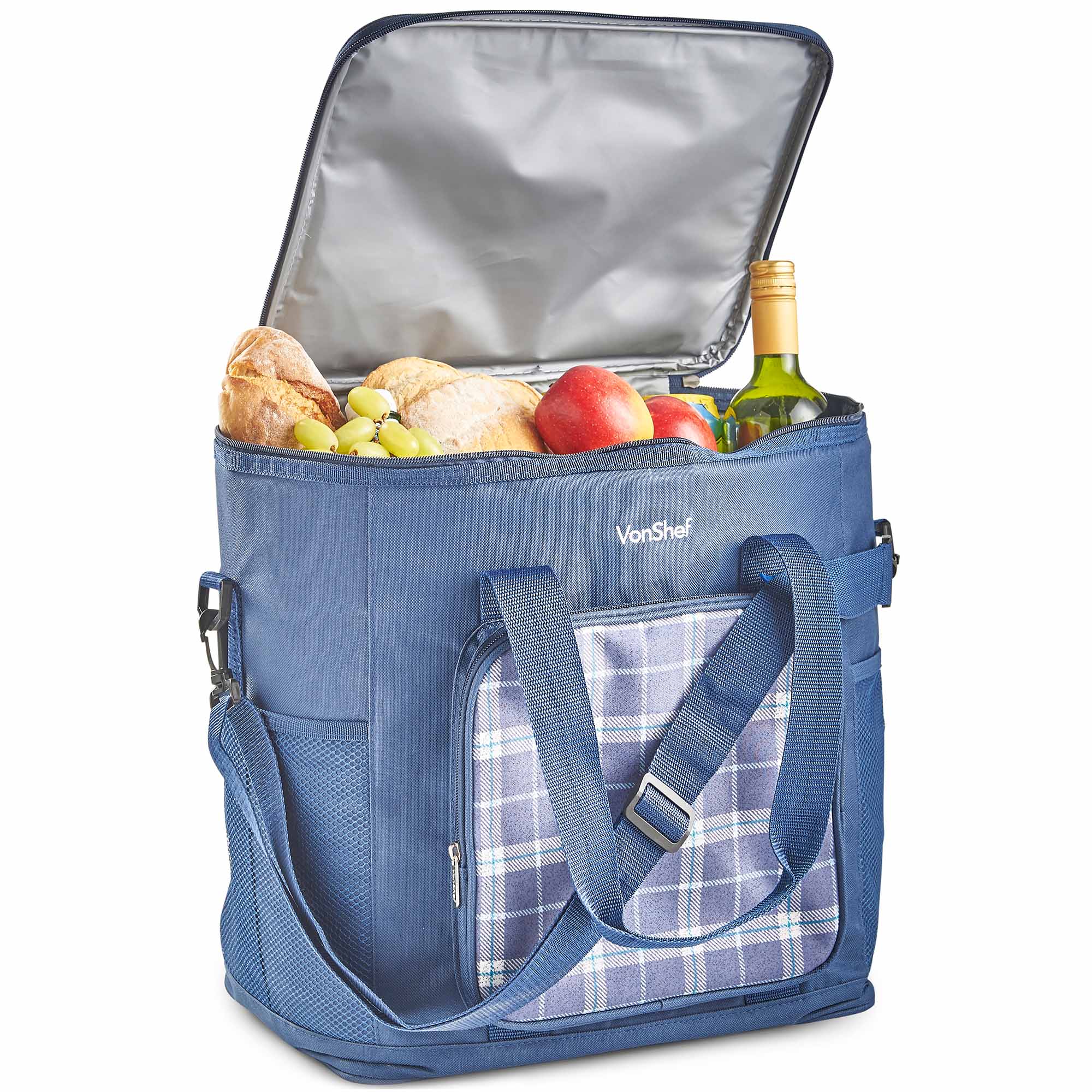 VonShef Large Cooler Bag 30L Navy Insulated For Picnic Lunch Food ...