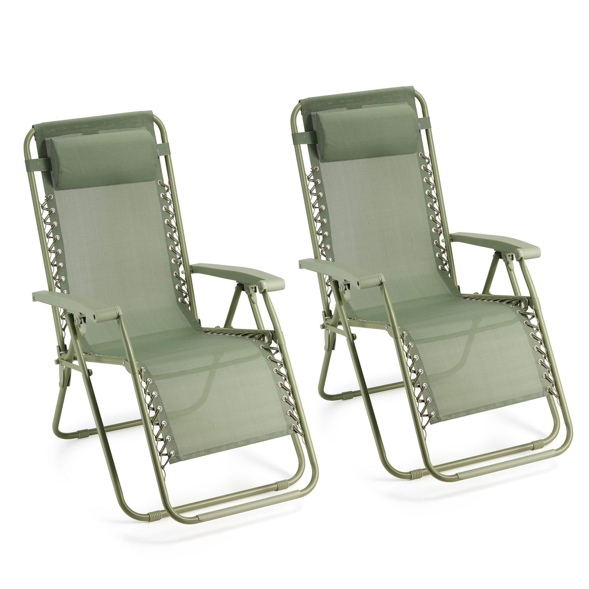 VonHaus Set of 2 Sage Green Zero Gravity Chairs