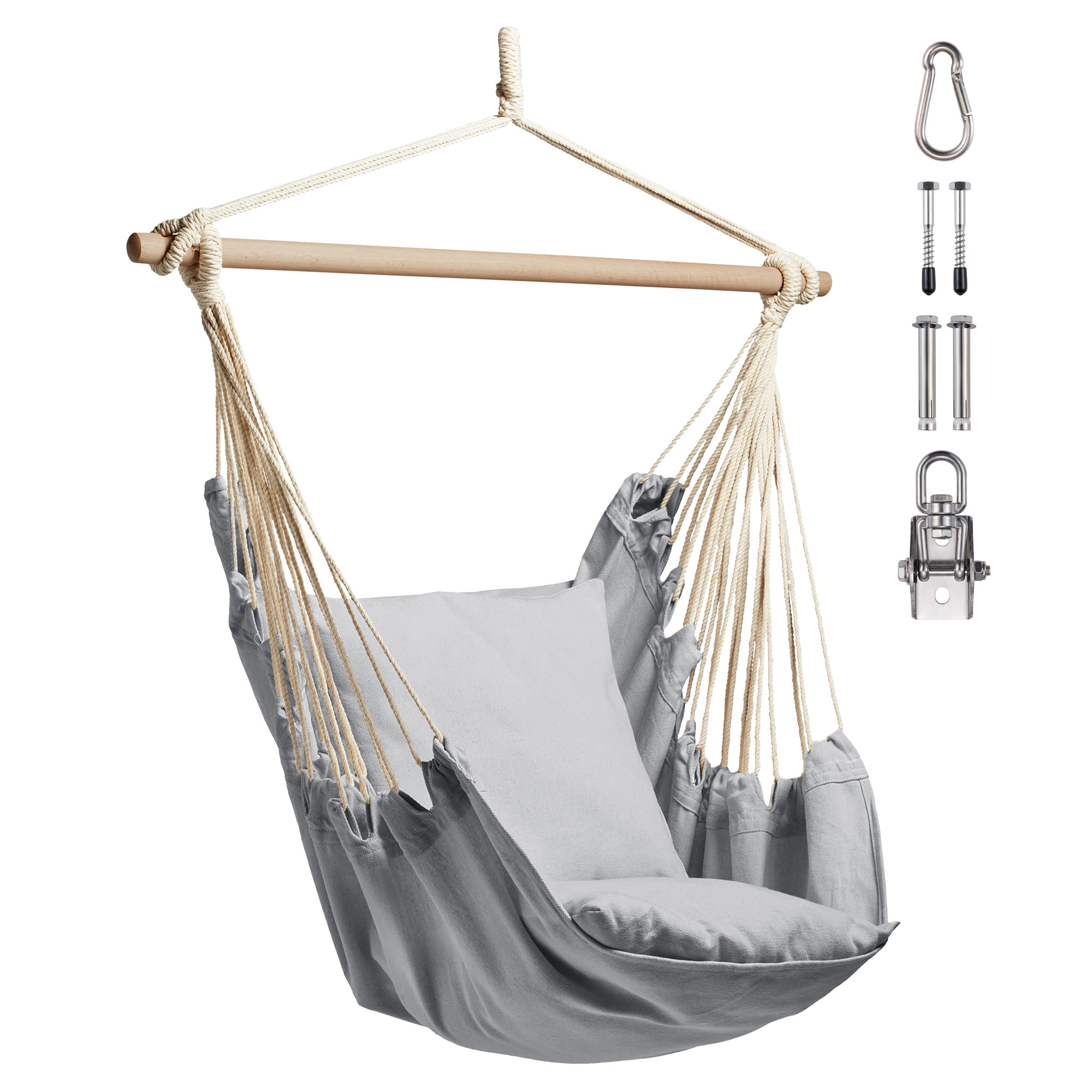 Grey Garden Hanging Chair with Attachments