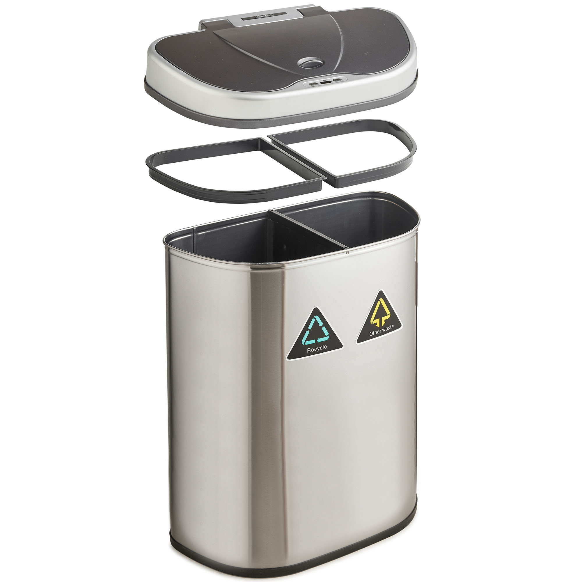 VonHaus 70L Recycling Sensor Bin for Kitchen Waste 2 Recycle