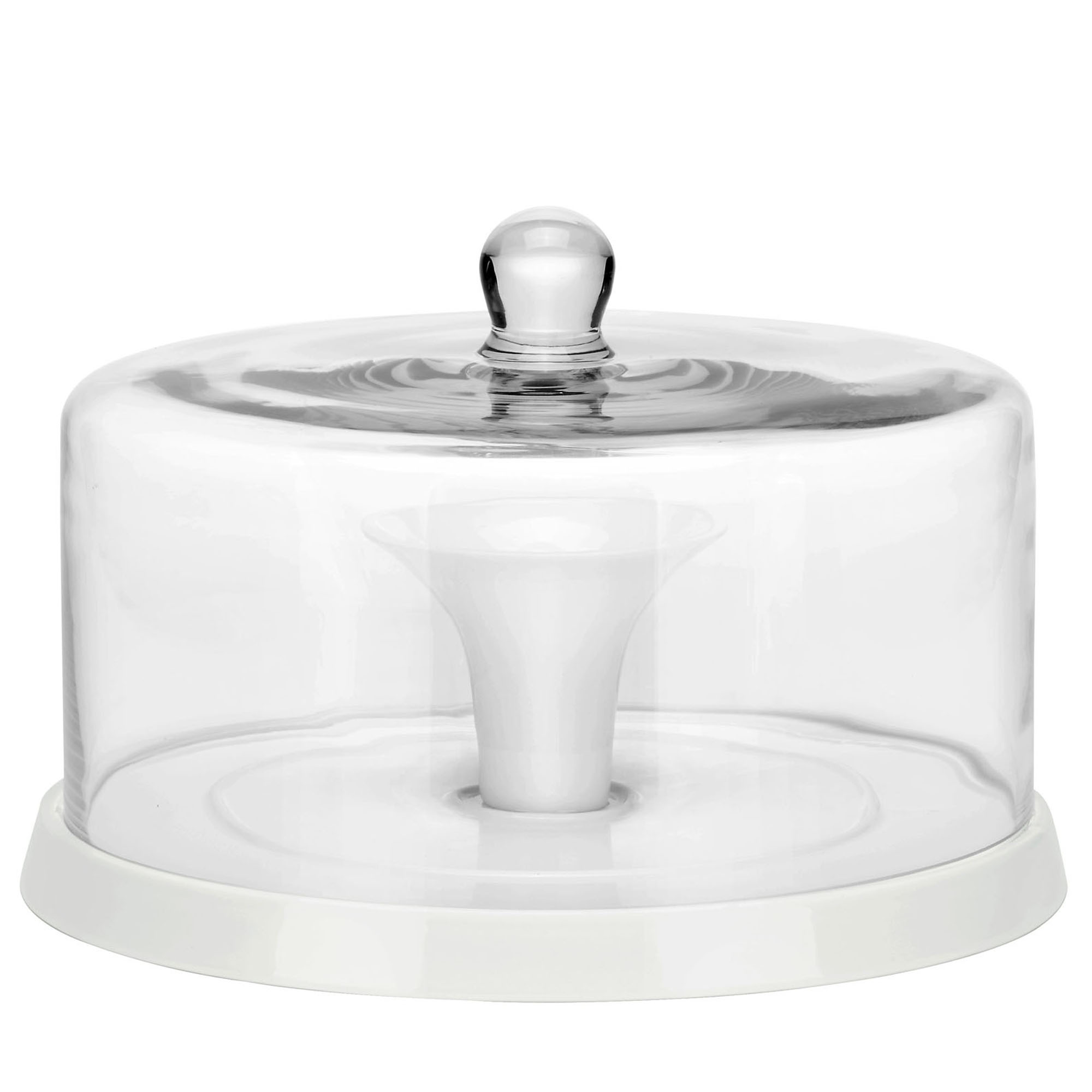 VonShef 30cm Cake Cupcake White Ceramic Display Stand with Glass Dome ...
