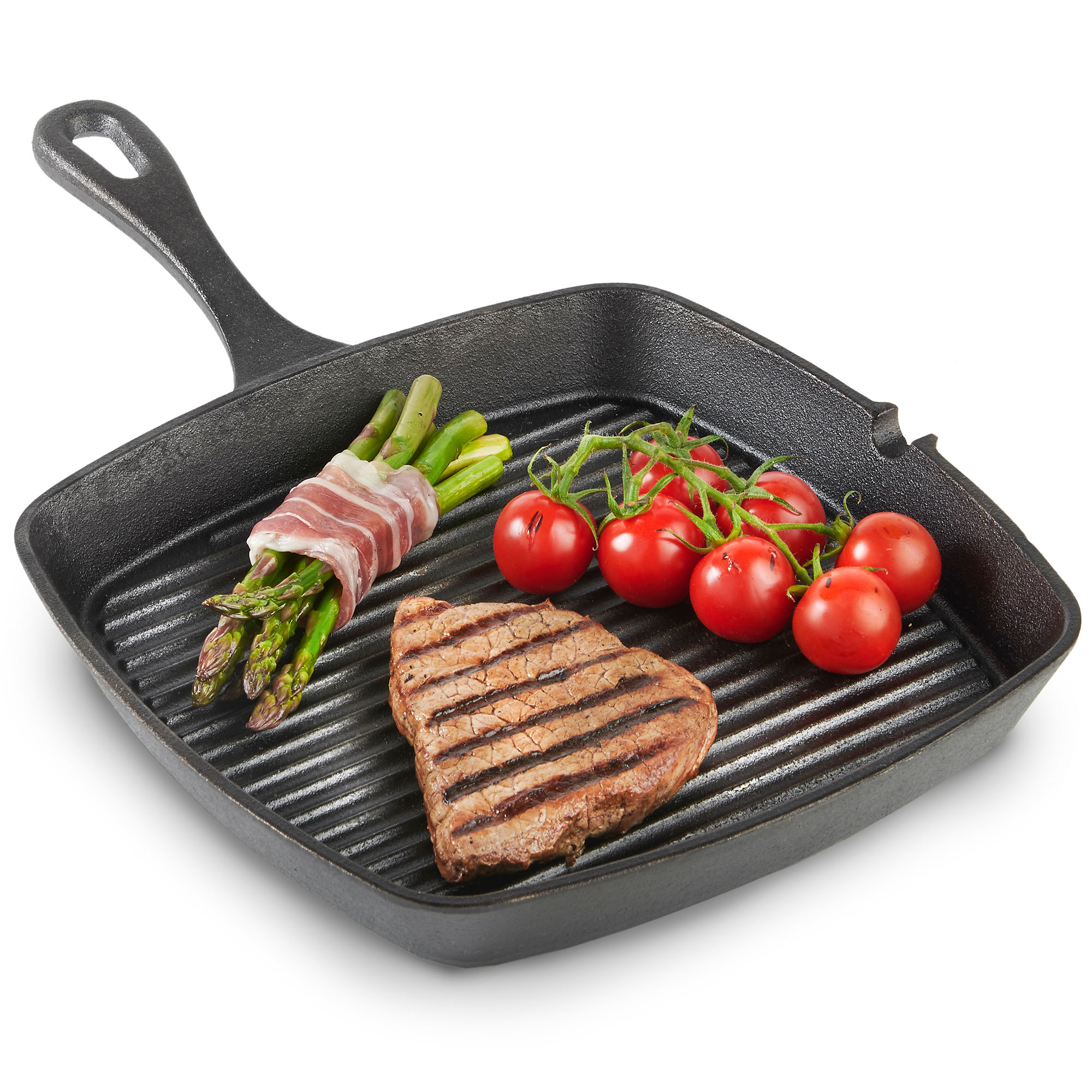 Vonshef Griddle Pan Black Pre Seasoned Cast Iron Grill Square 26cm Non Stick Ebay 