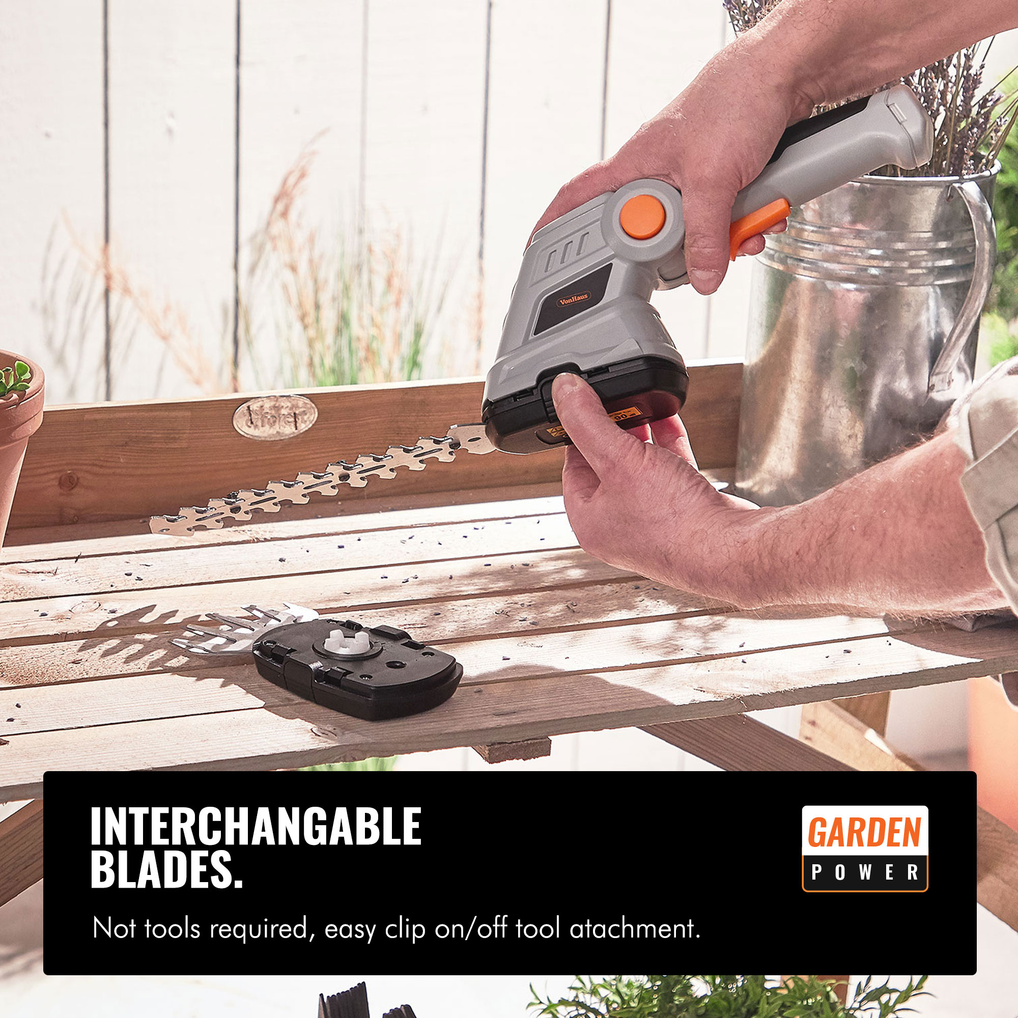 VonHaus 7.2V 2 in 1 Grass & Hedge Trimmer Battery Powered Cordless Trolley Wheel 5056115785351