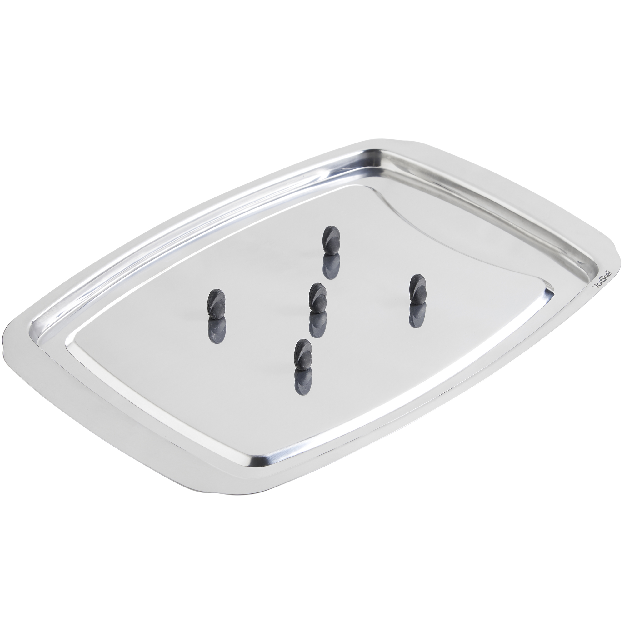 VonShef Stainless Steel Spiked Rectangular Meat Poultry Carving Tray