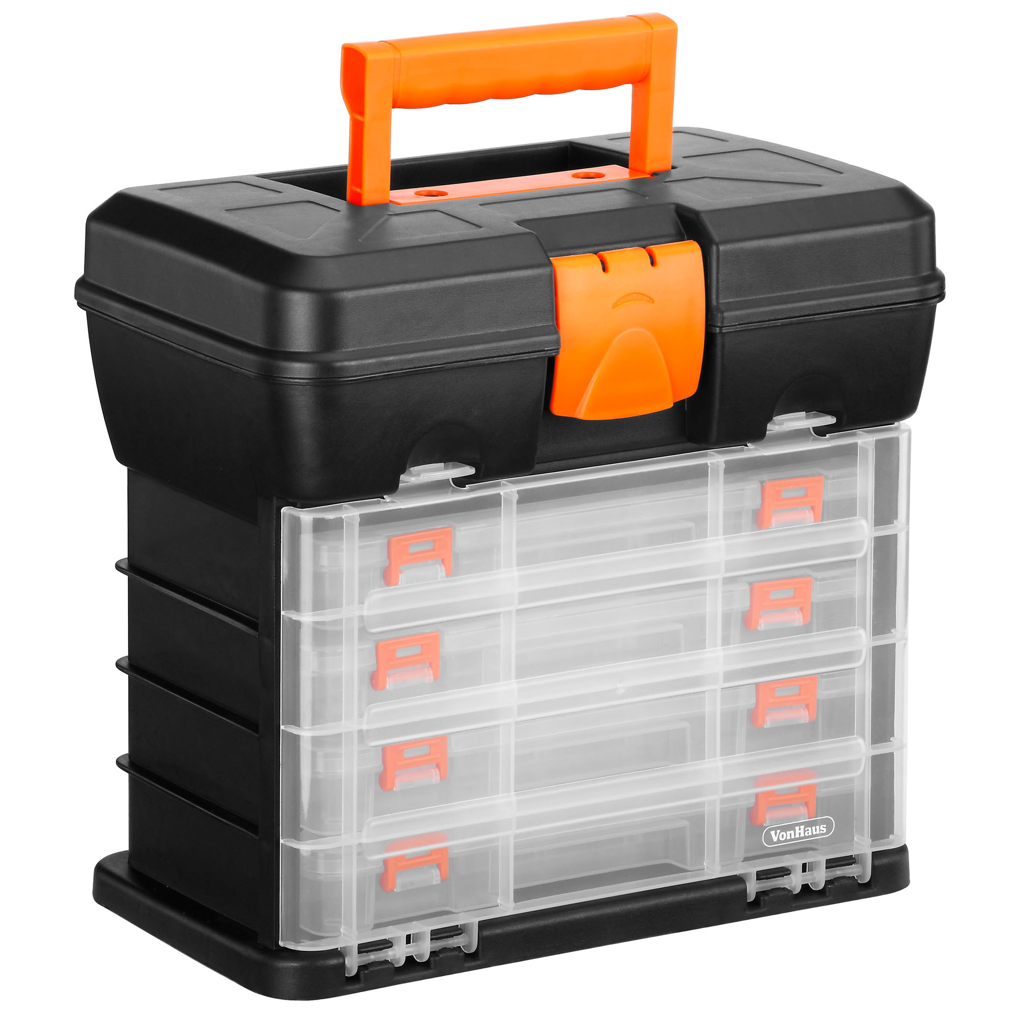 VonHaus Tool Box Carry Case - 4 Drawers & Organiser Dividers