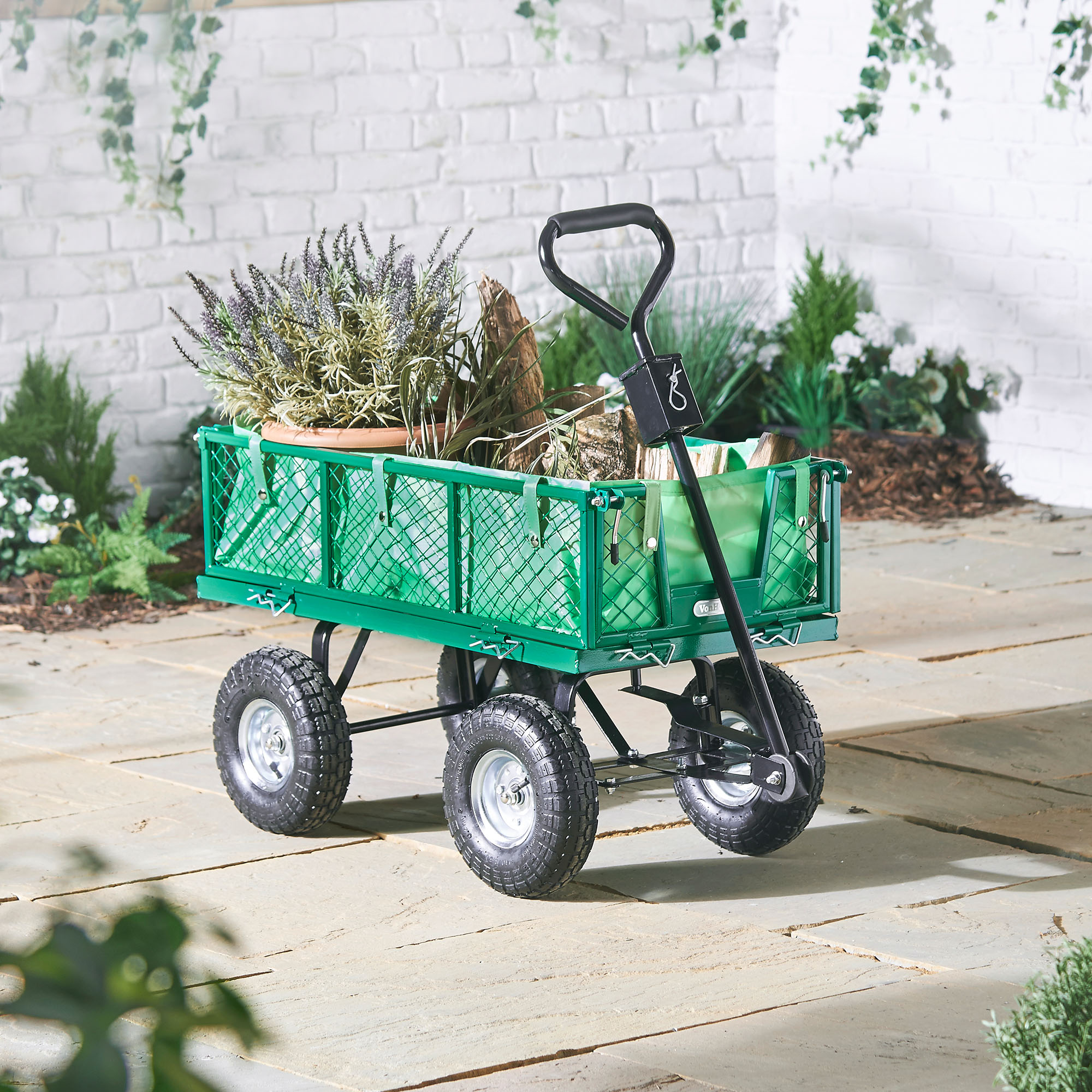 VonHaus AllTerrain Heavy Duty Garden Trolley Wheel Barrow Cart Truck