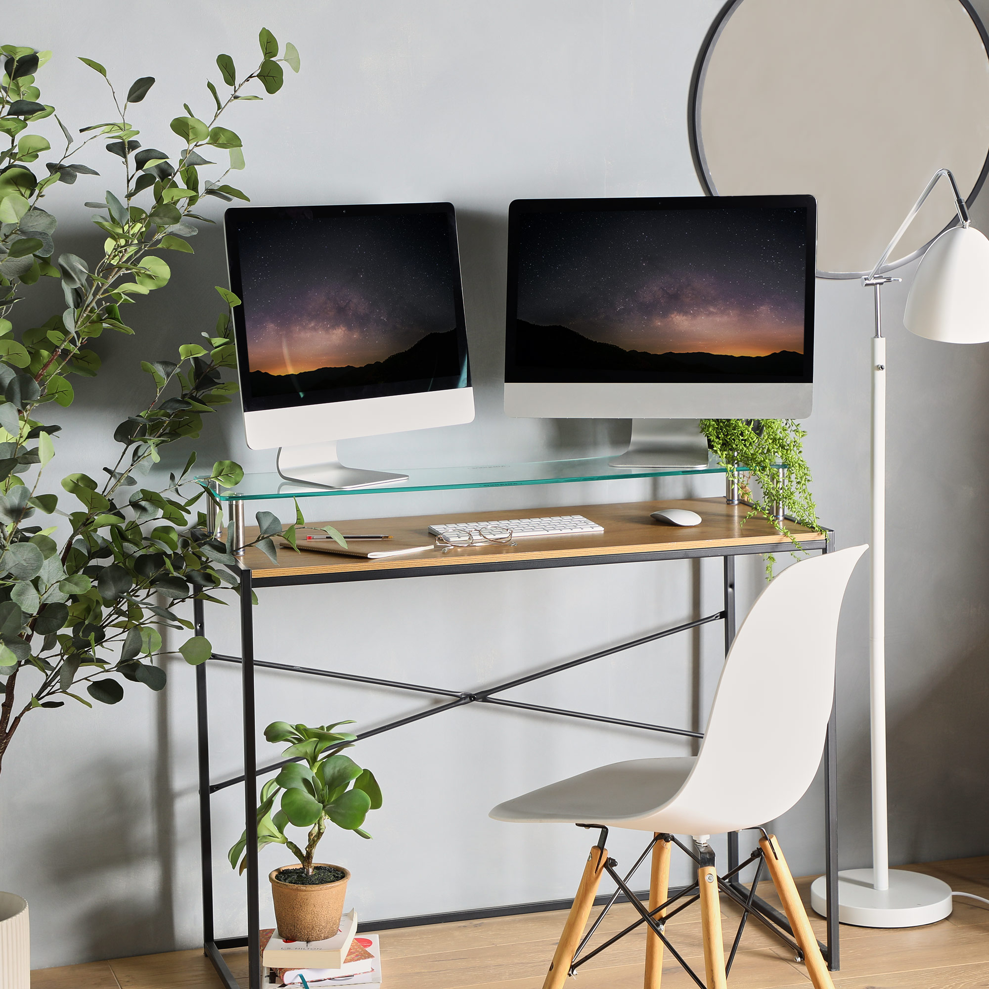 VonHaus Glass Monitor Stand X Large Height Adjustable Screen Riser