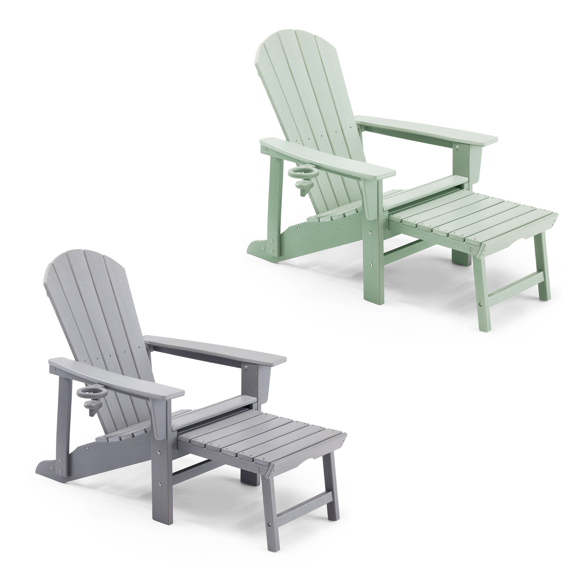 Adirondack Chairs with Footstool, Water Resistant Garden Chairs, VonHaus