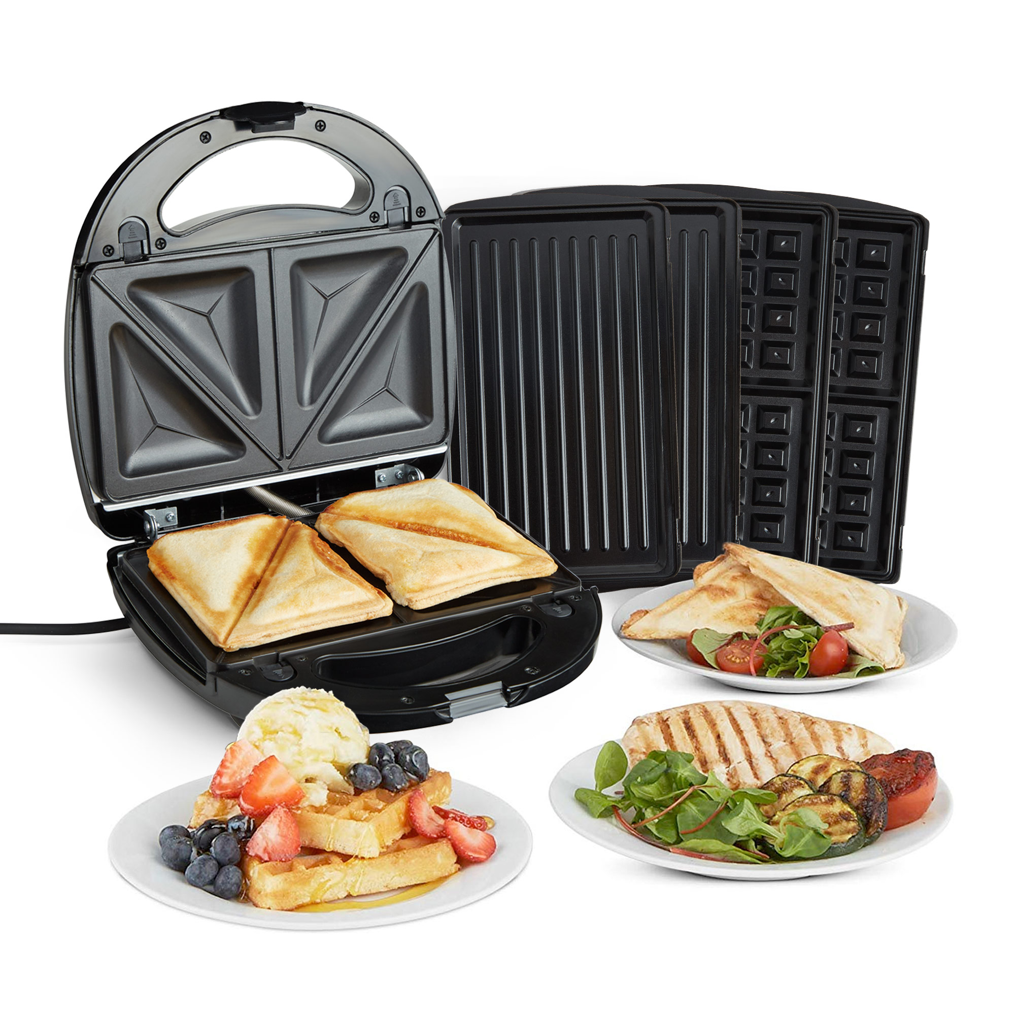 Toastie, Waffle & Panini Maker - VonShef 3 in 1 Snack Maker, Removable Plates