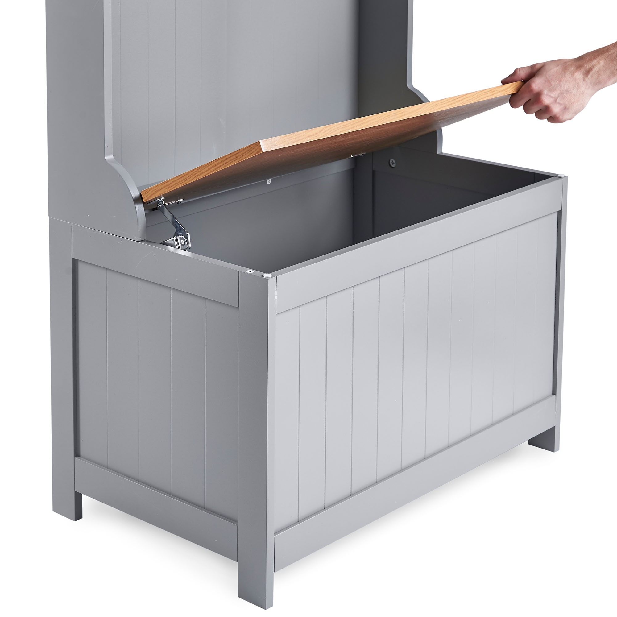 Seating Bench Storage Unit Domu Brands Ash Grey Wood Hallway