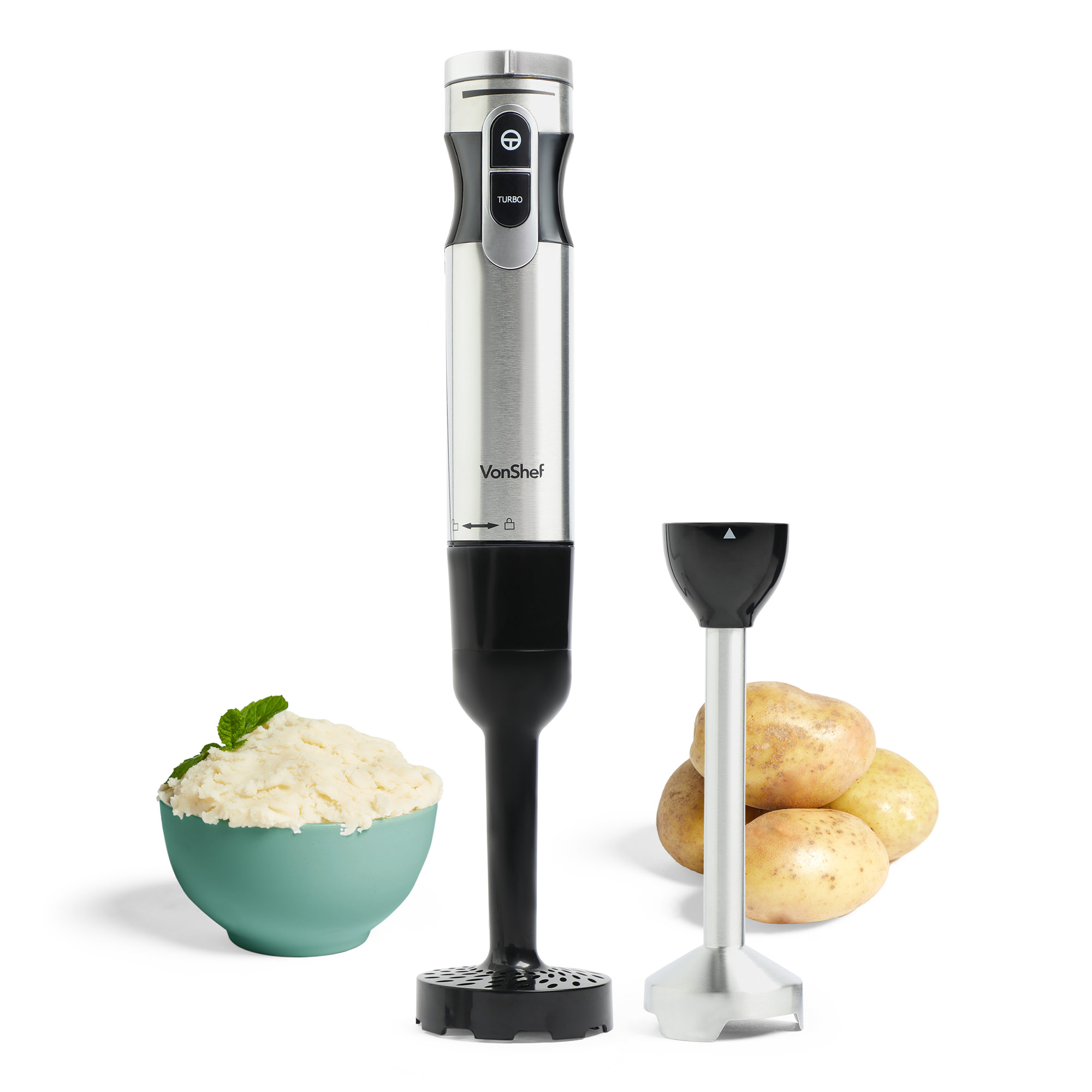 Electric Potato Masher 1000W – VonShef Hand Blender with Masher Attachment