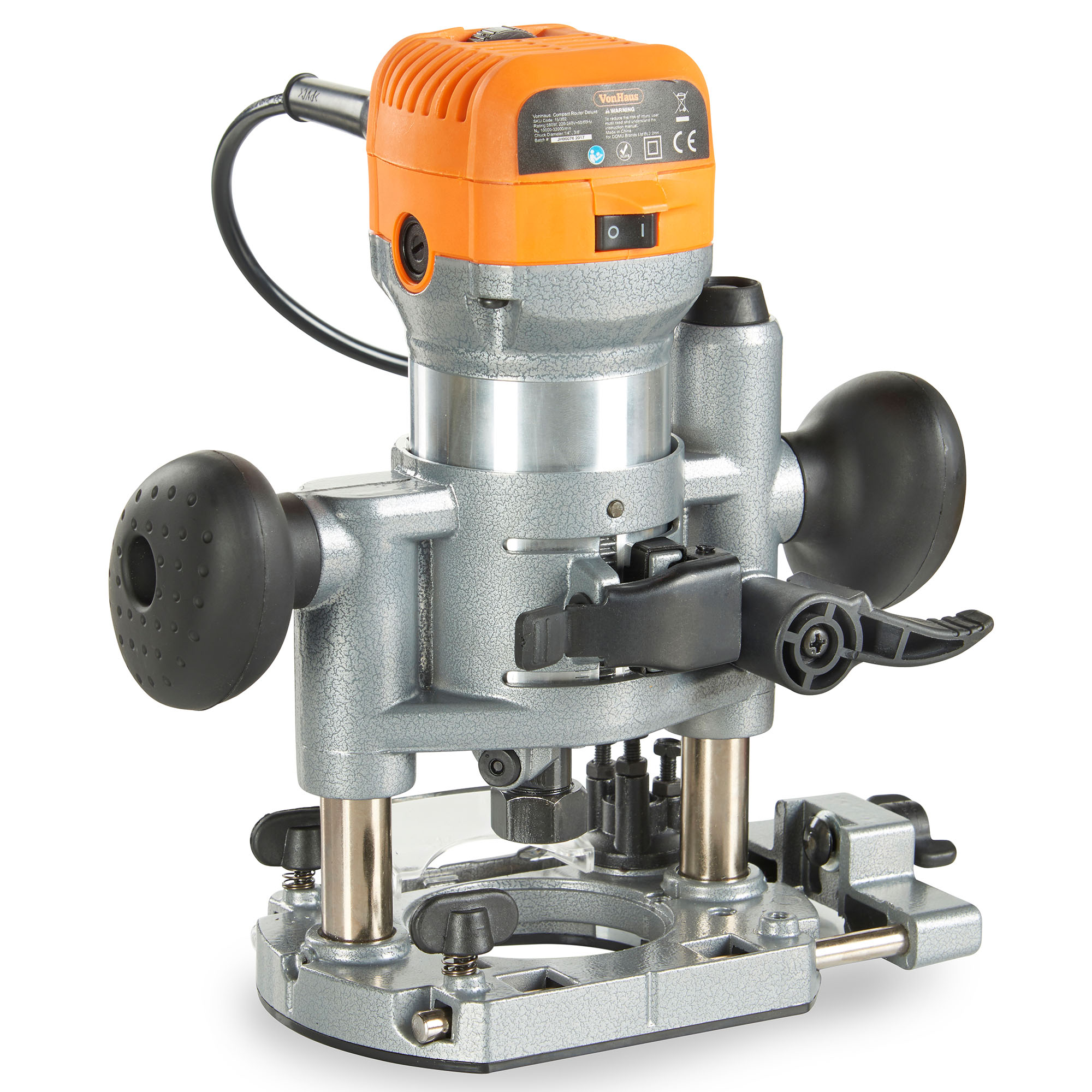 VonHaus Compact Deluxe Palm Router Plunge + Trimmer 710W Saw 1/4" 3/8