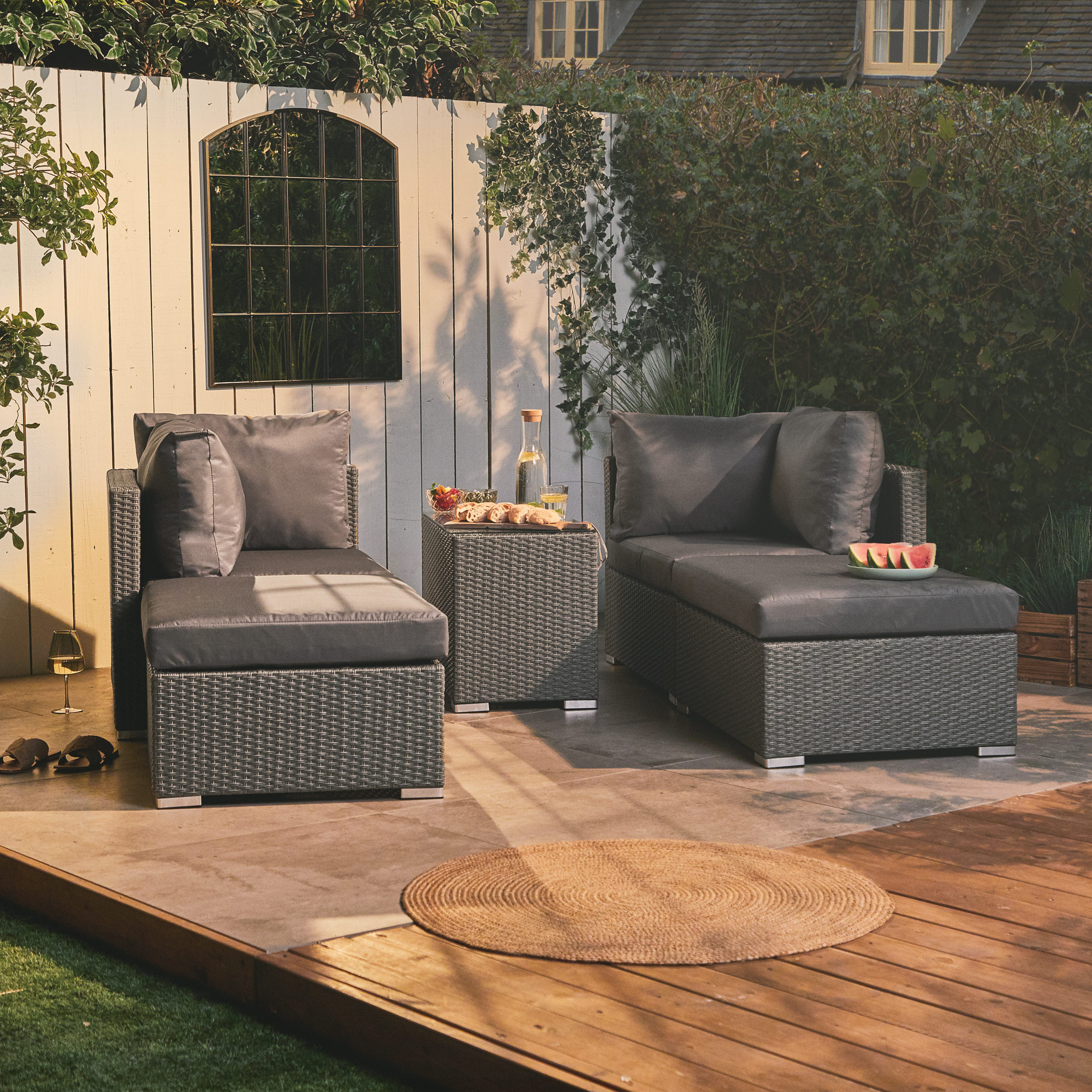 VonHaus Rattan Garden Furniture Set – Multi Positional – Outdoor Sun