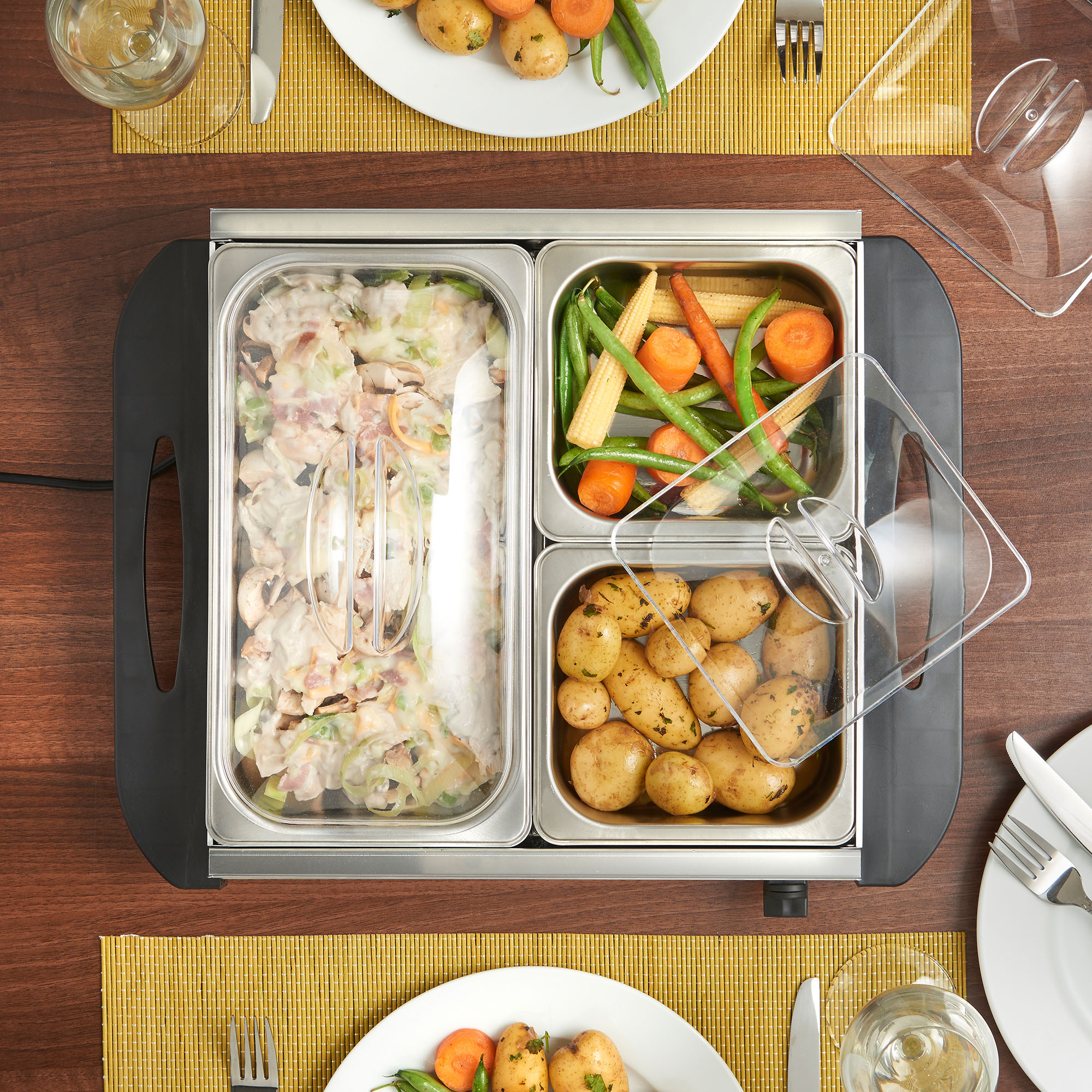 VonShef Food Warmer Buffet Server Hostess Chafing Dish Hot Plate 3