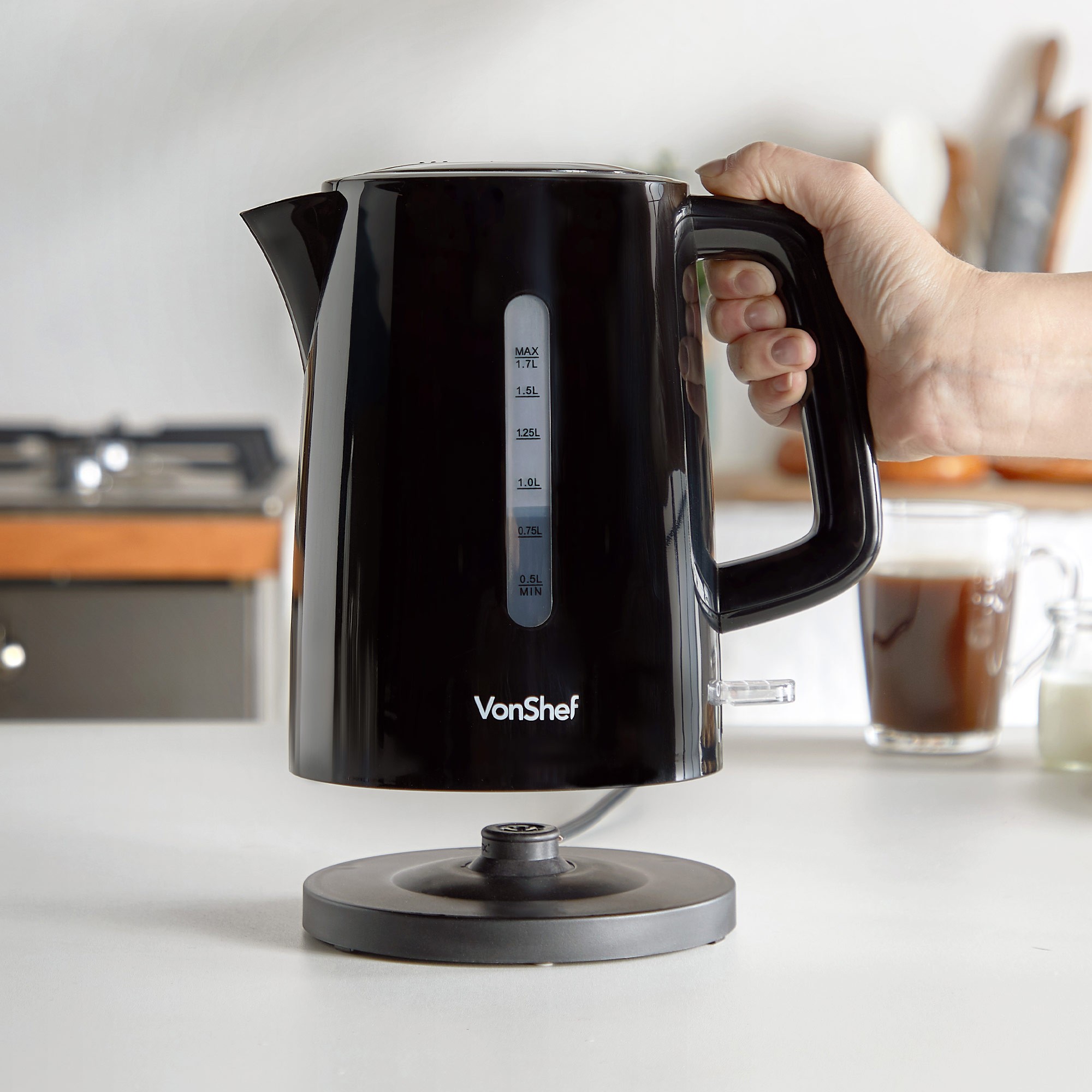 VonShef Kettle 1.7L Electric Removable Filter Cordless Rapid Boil 3000W