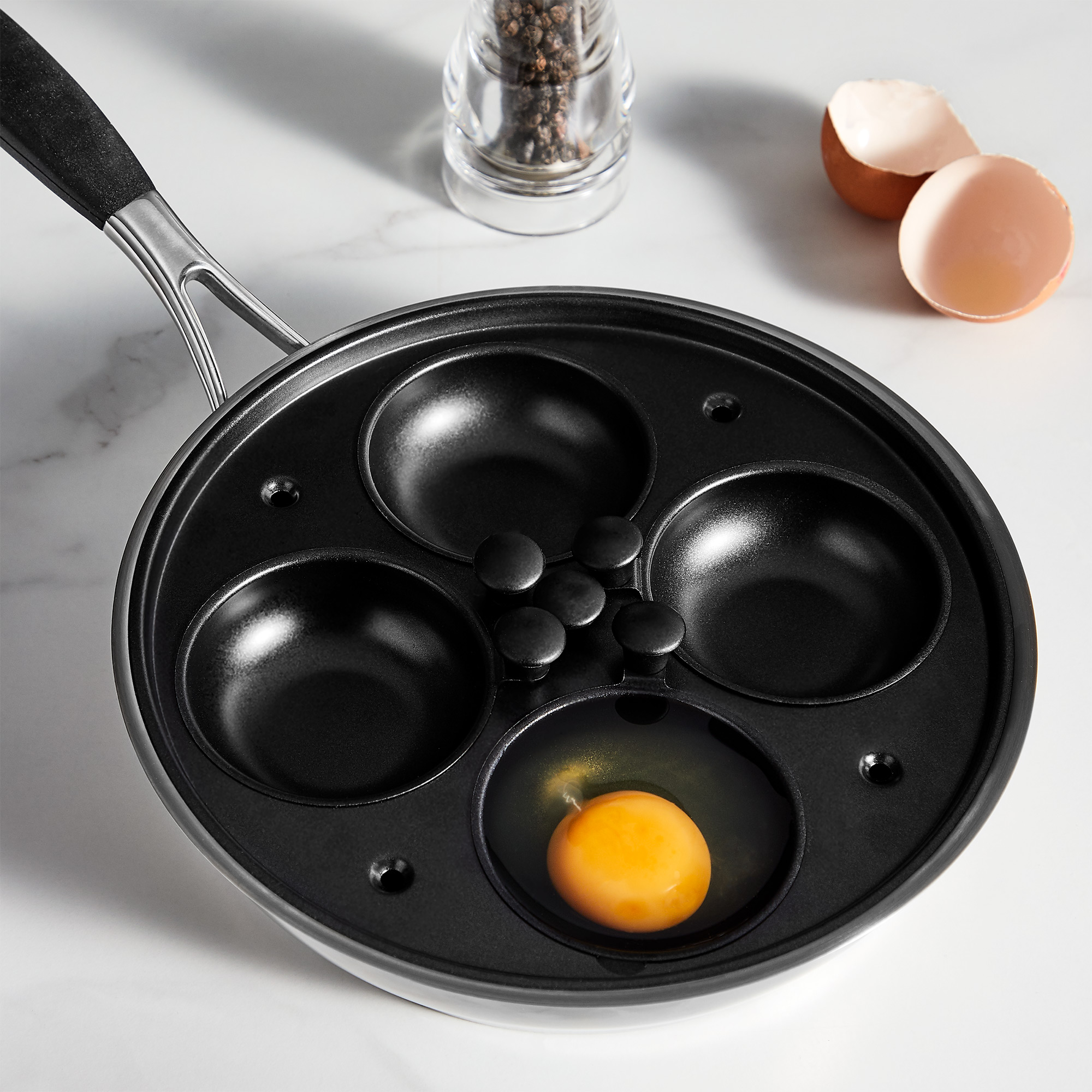 VonShef Egg Poacher Stainless Steel 4 Cups Breakfast Pan with Glass Lid ...