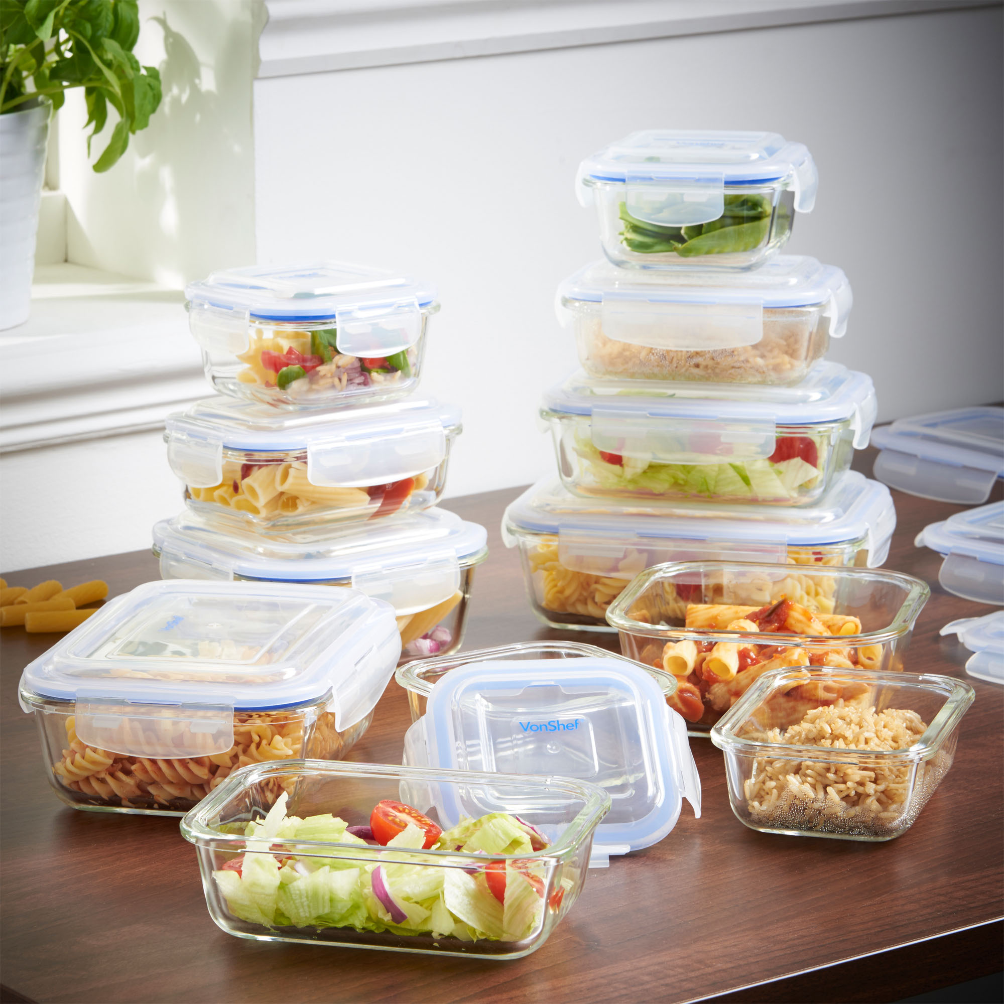 VonShef 12 Piece Glass Container Food Storage Set with ...