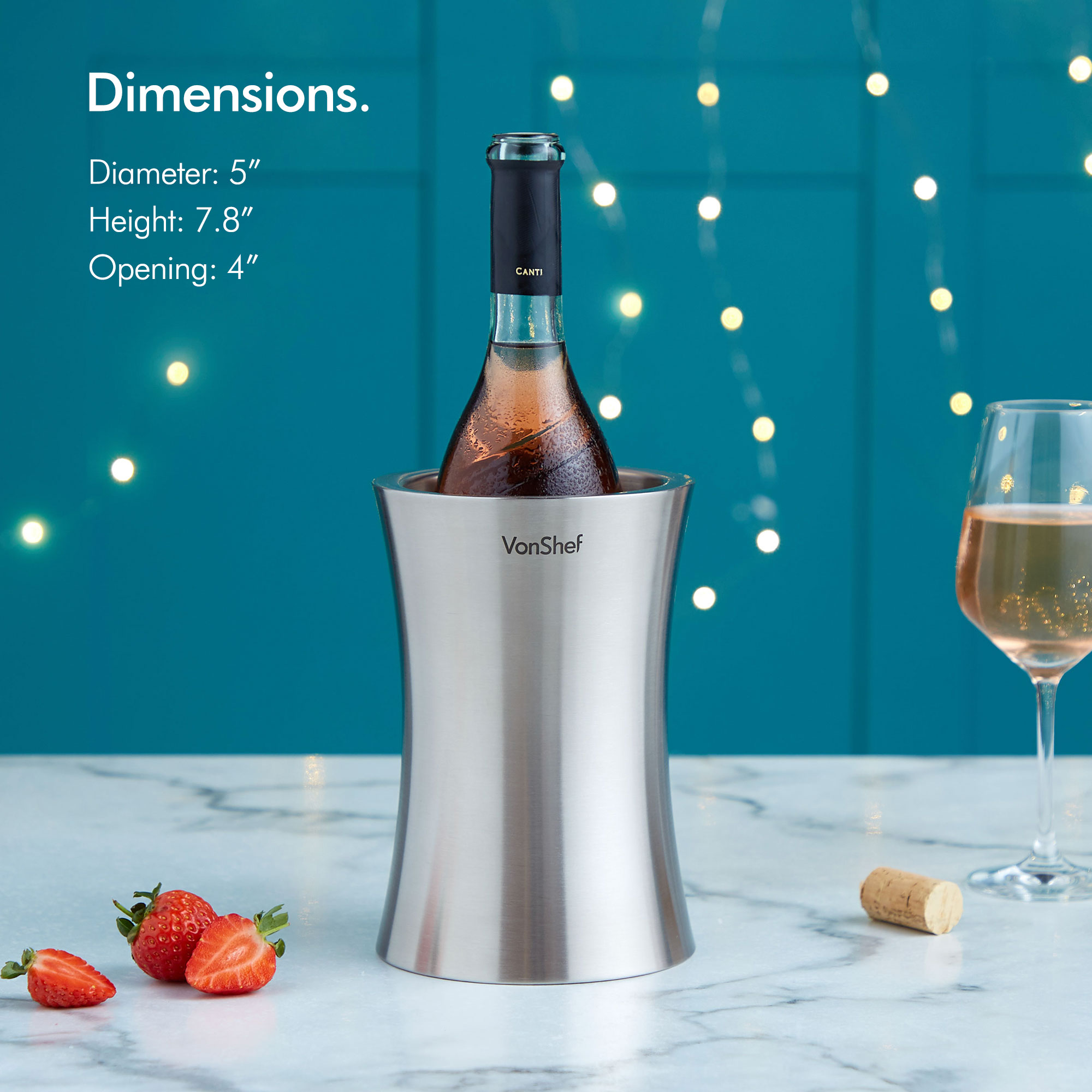 VonShef Wine Bottle Cooler Stainless Steel Champagne Chiller Ice Bucket