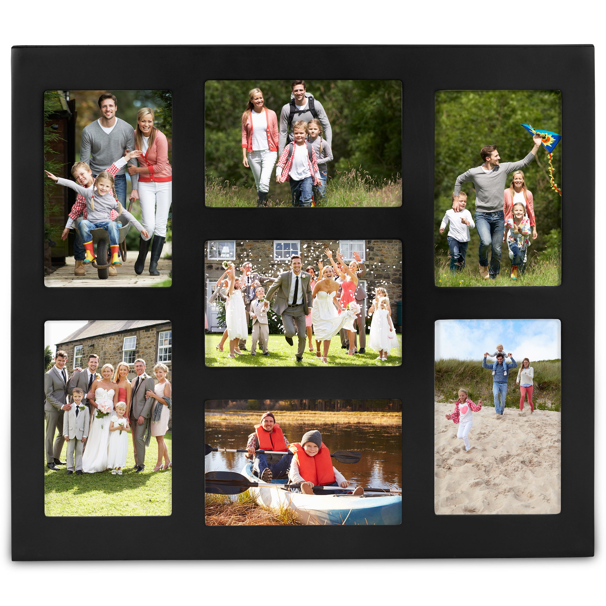 Vonhaus 7 Aperture Hanging Black Photo Frame Multi Collage Display Sentinel Vonhaus 7 Aperture Black Photo Frame