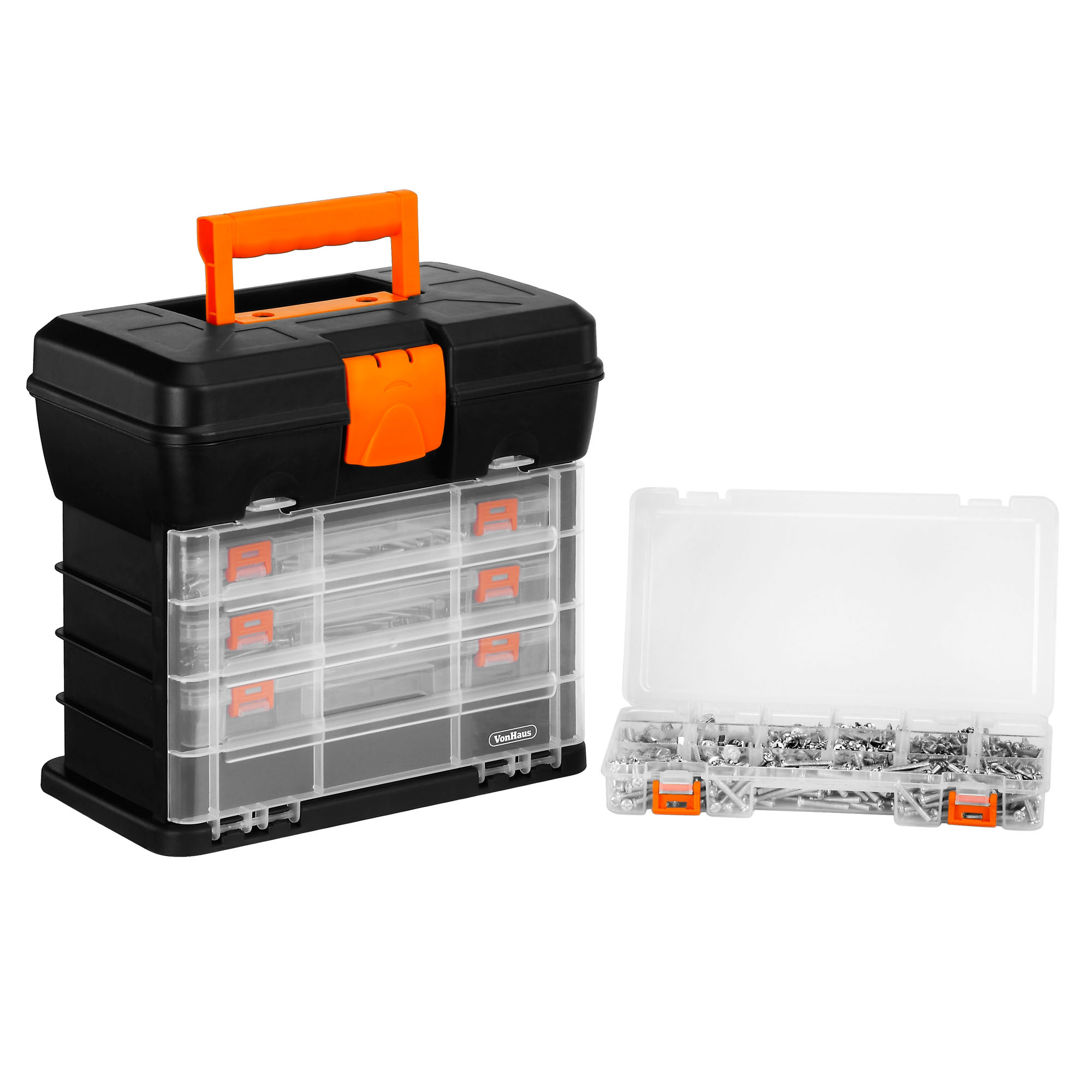 Download VonHaus Utility DIY Storage Tool Box Carry Case - 4 Drawers & Organiser Dividers | eBay