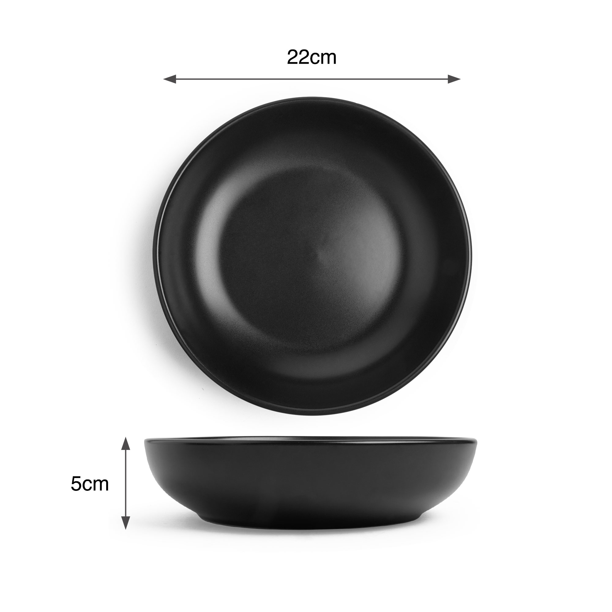 VonShef 4 Piece Matte Black Bowl Set – Ceramic Bowls for Pasta, Cereal ...