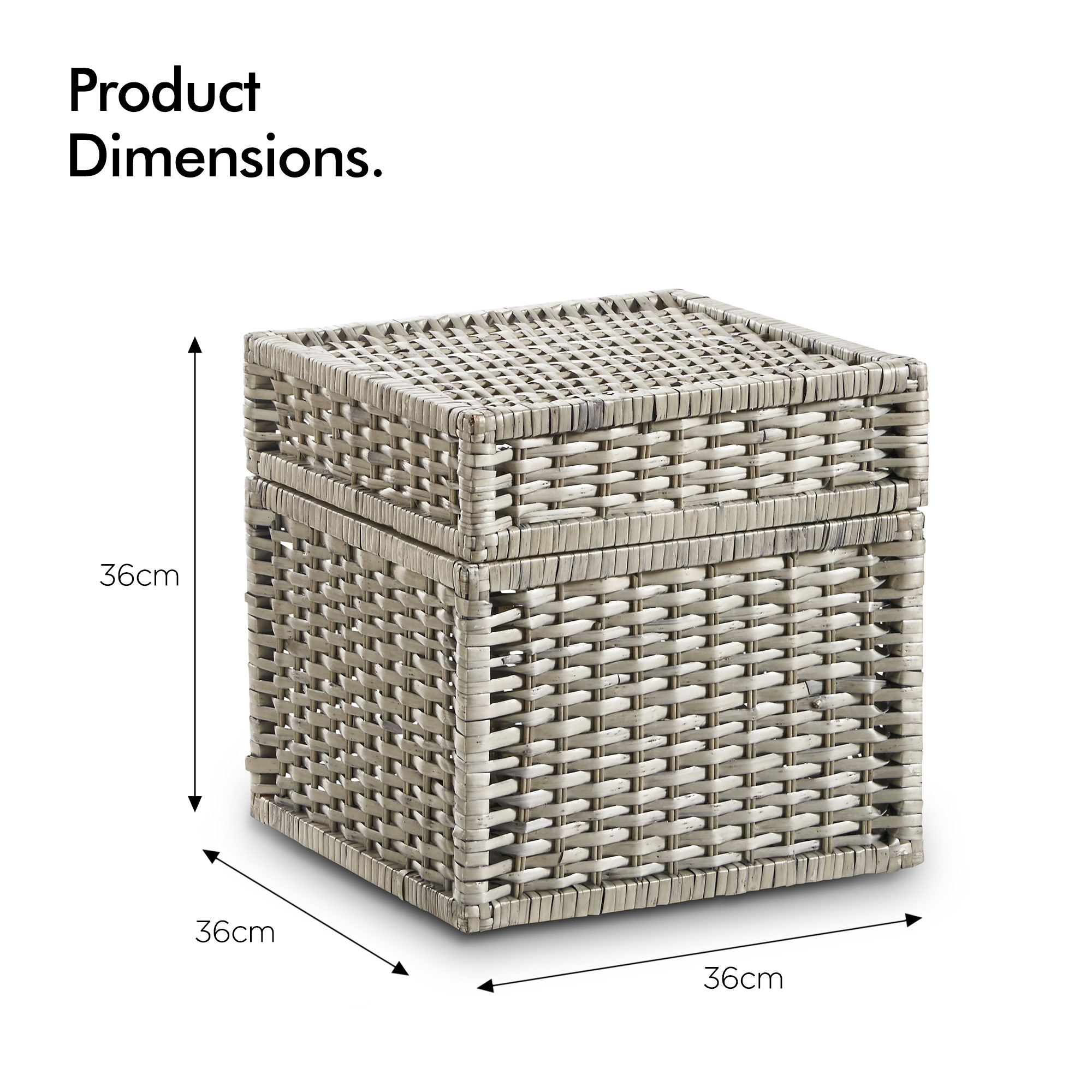 VonHaus Large Storage Wicker Trunks Baskets Boxes Organiser With Hinged