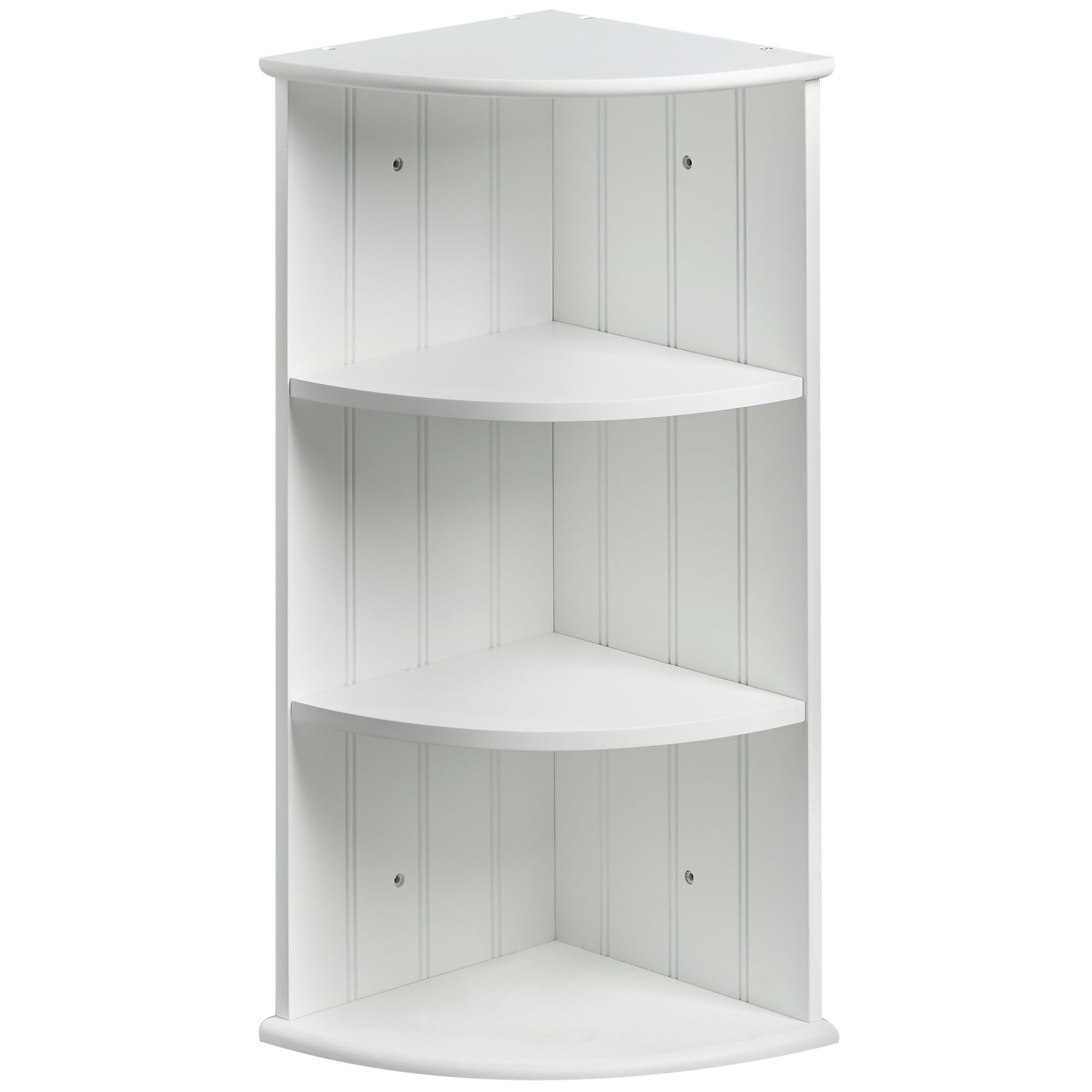 VonHaus Colonial White Three Shelf Bathroom Corner Cabinet 