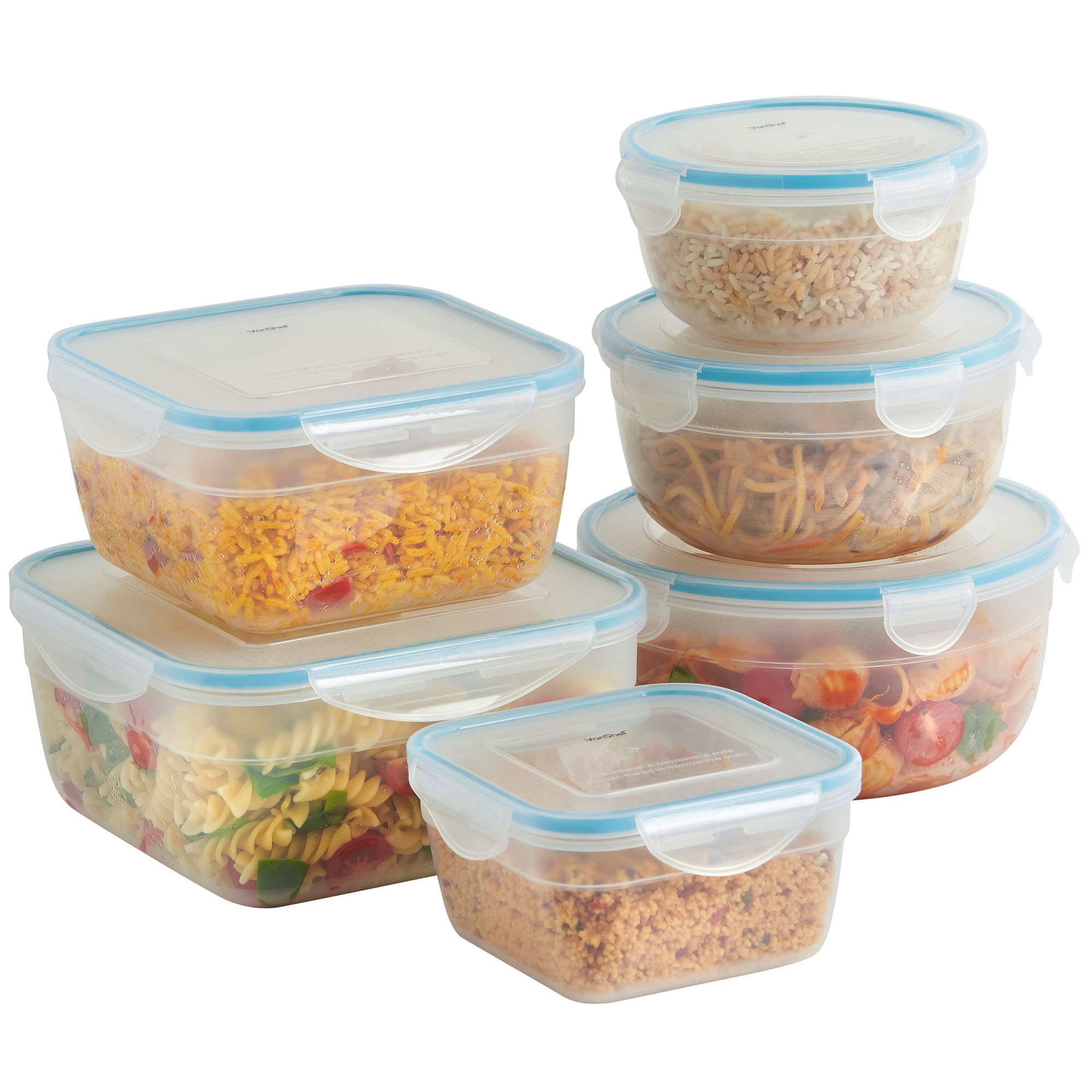 VonShef 6pc Microwave Freezer Safe Plastic Food Storage Container Set ...