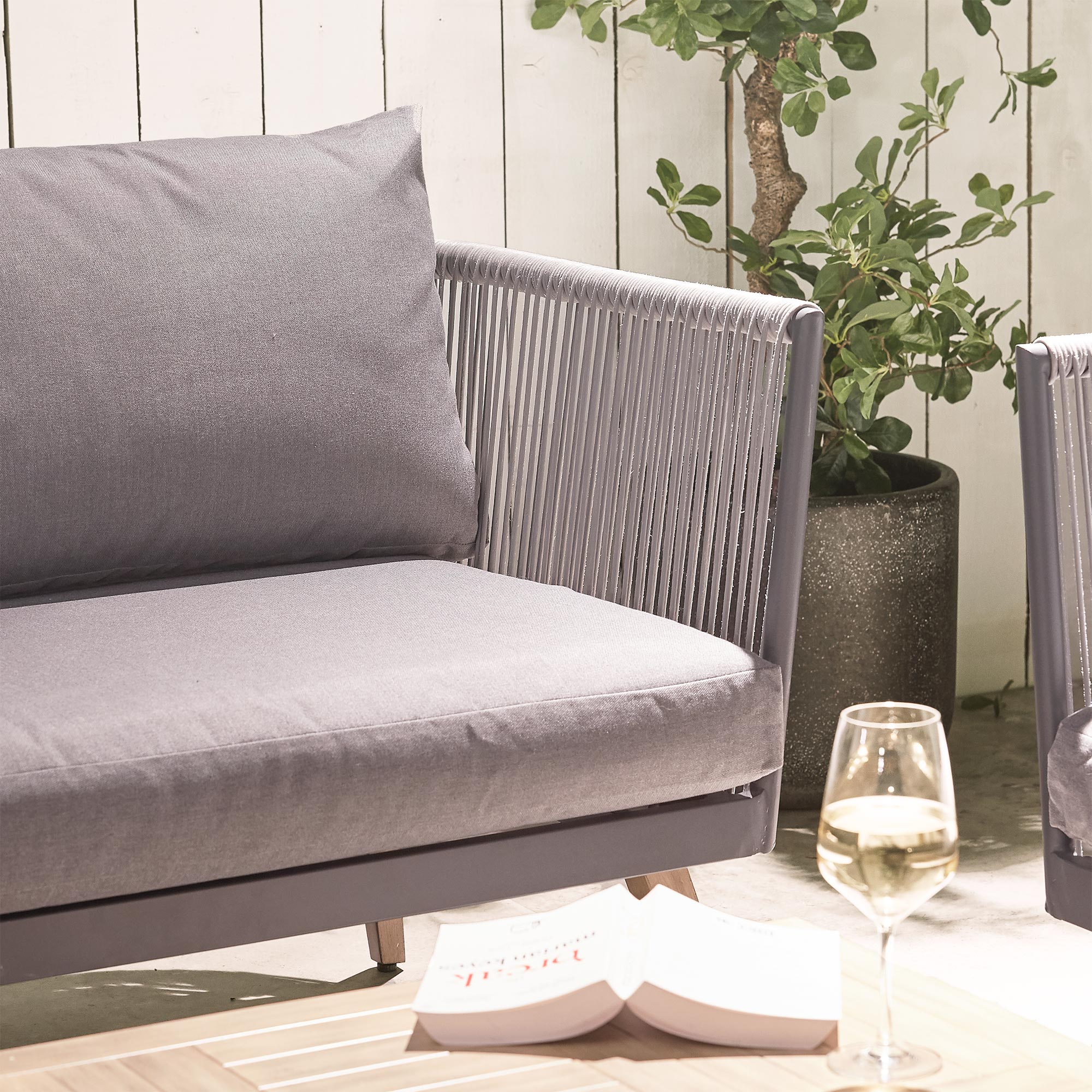 VonHaus Rope Style Rattan Sofa Set 4 Piece Garden Patio Modern Outdoor