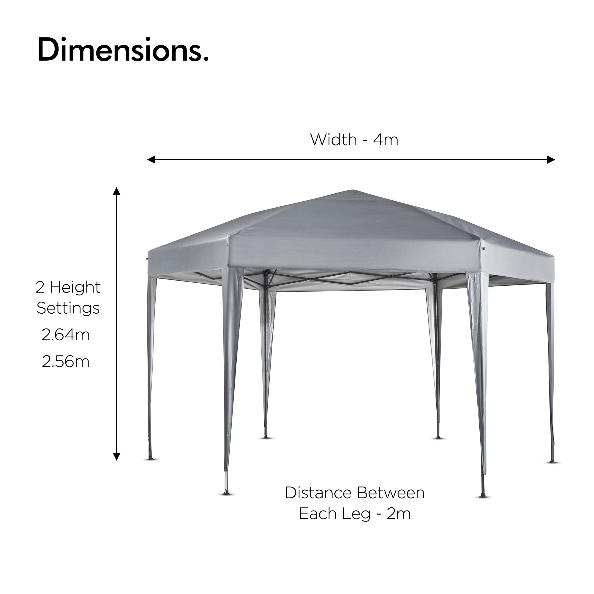 VonHaus Hexagonal Grey Gazebo Outdoor Garden Marquee with Side Walls ...