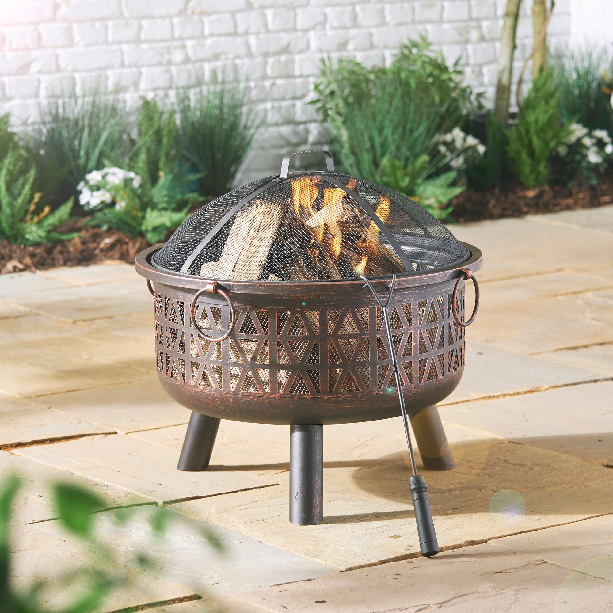 Deluxe Chiminea Garden use Easy assembly Complete With Poker 120x45cm